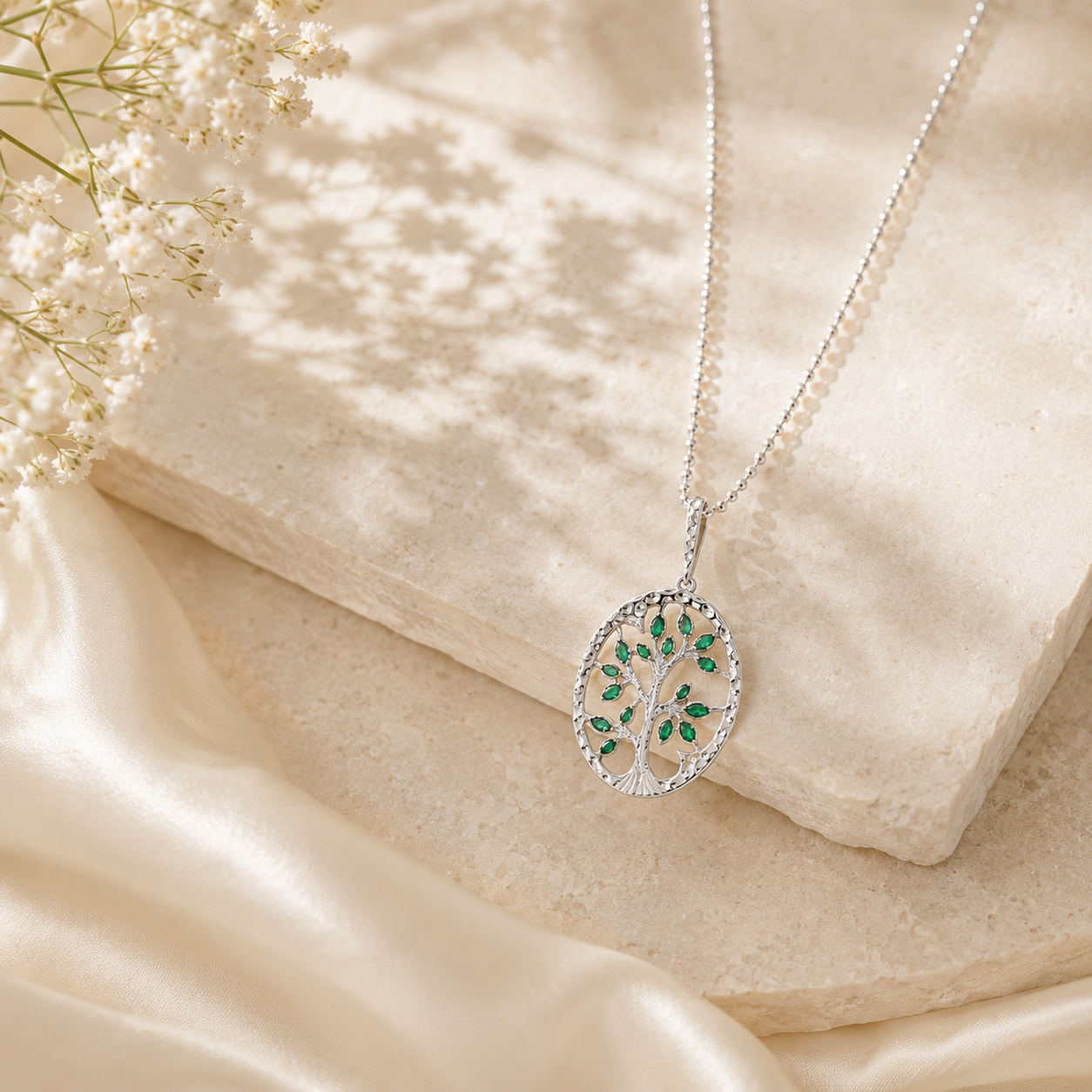 Mystic zircon tree silver pendant – handcrafted silver PENDANTS