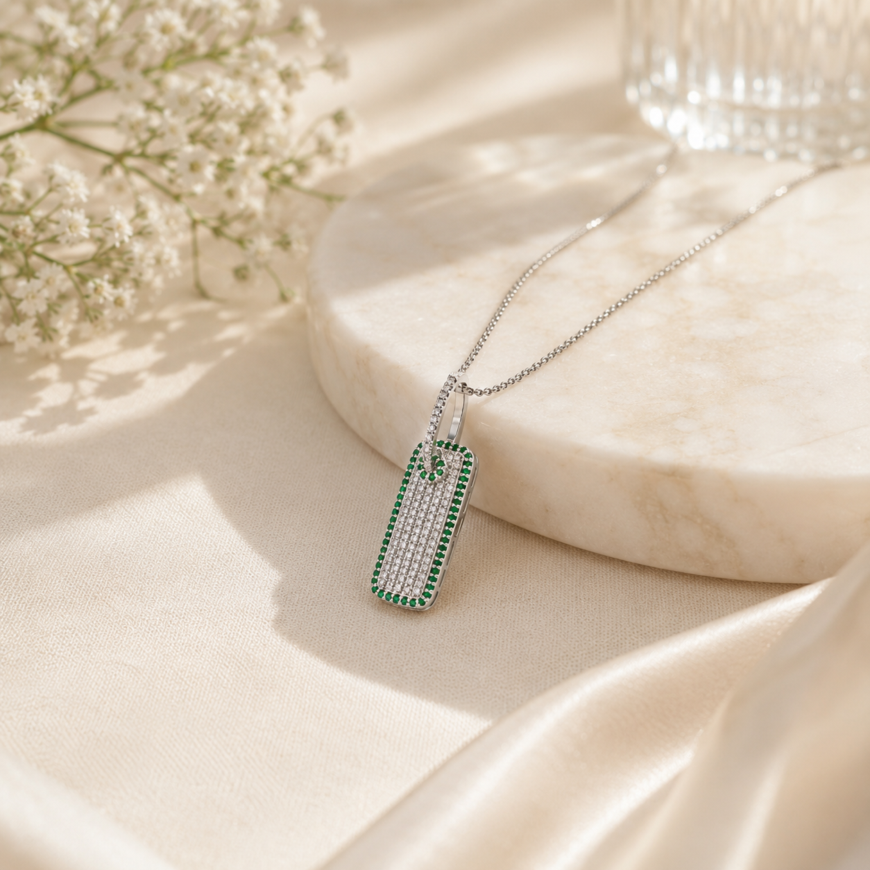 92.5 silver pave stone pendant – handcrafted silver PENDANTS