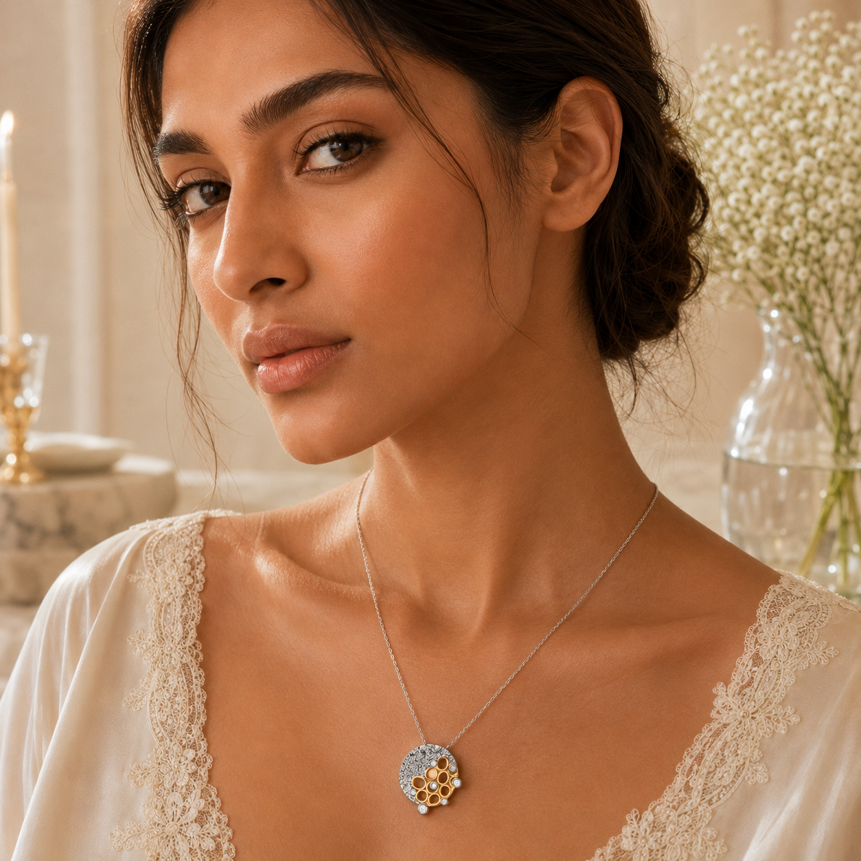 GOLDEN HUES SILVER PENDANT