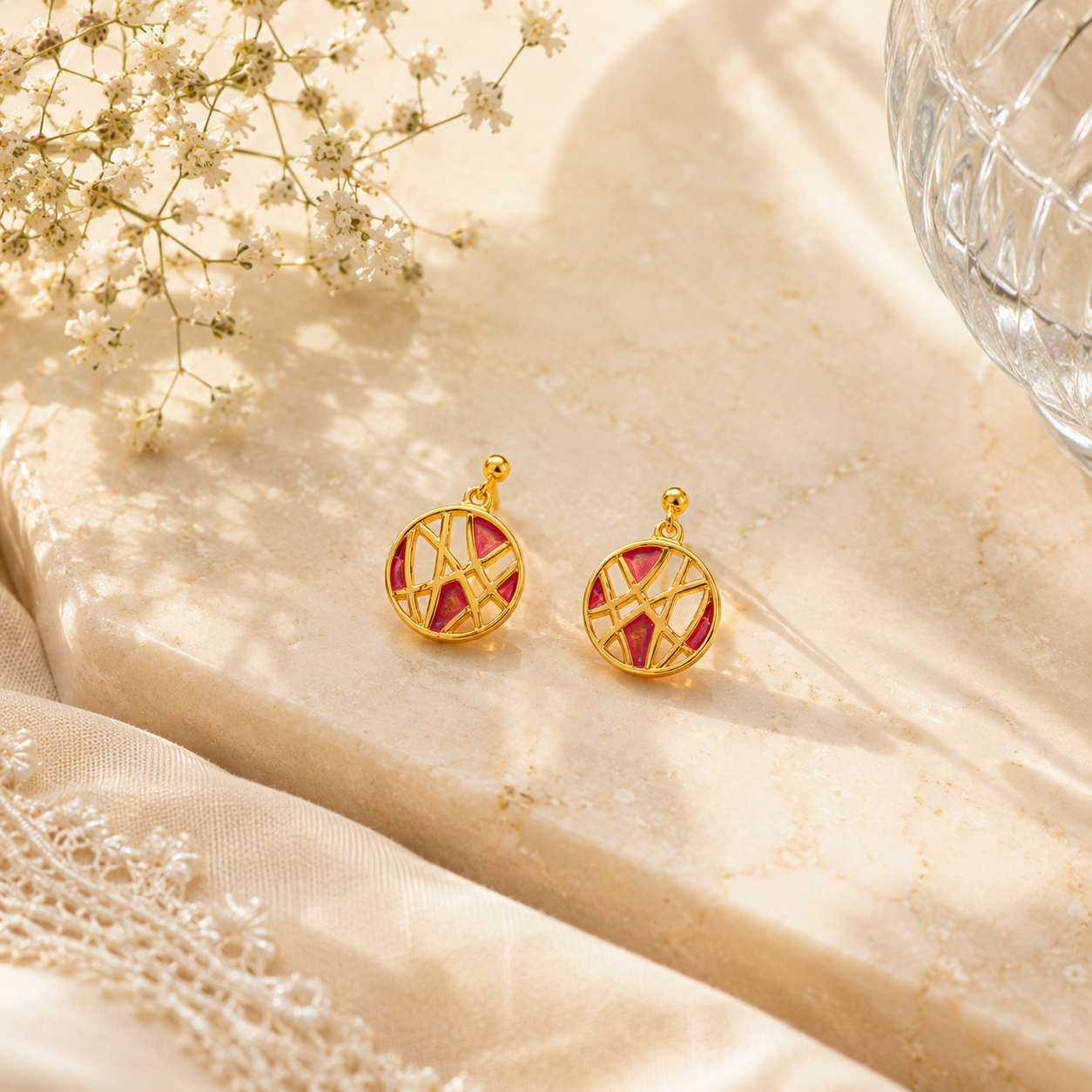Meenakari art silver earrings – handcrafted silver EARRINGS (alternate view)