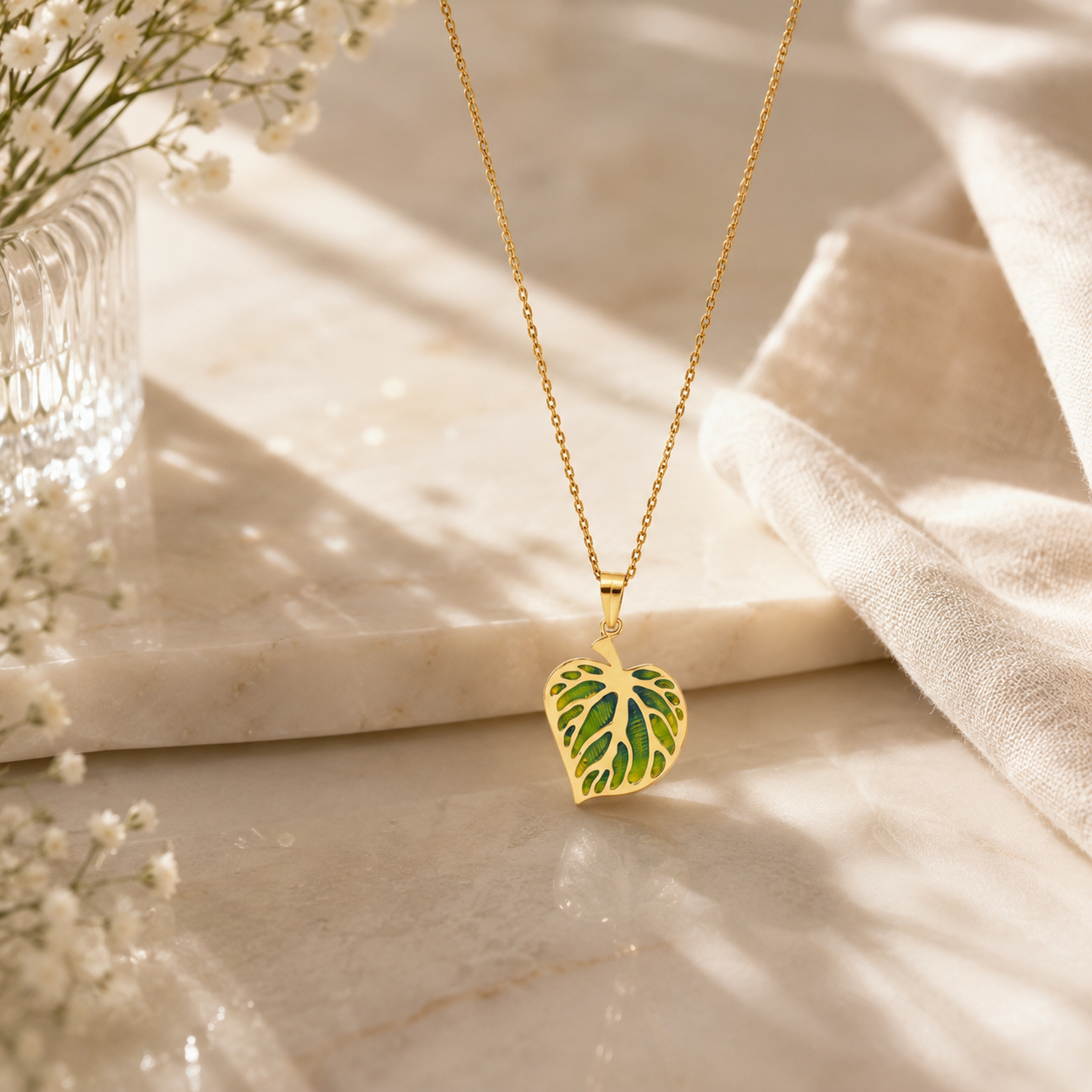 Leaf of life silver pendant – handcrafted silver PENDANTS (alternate view)