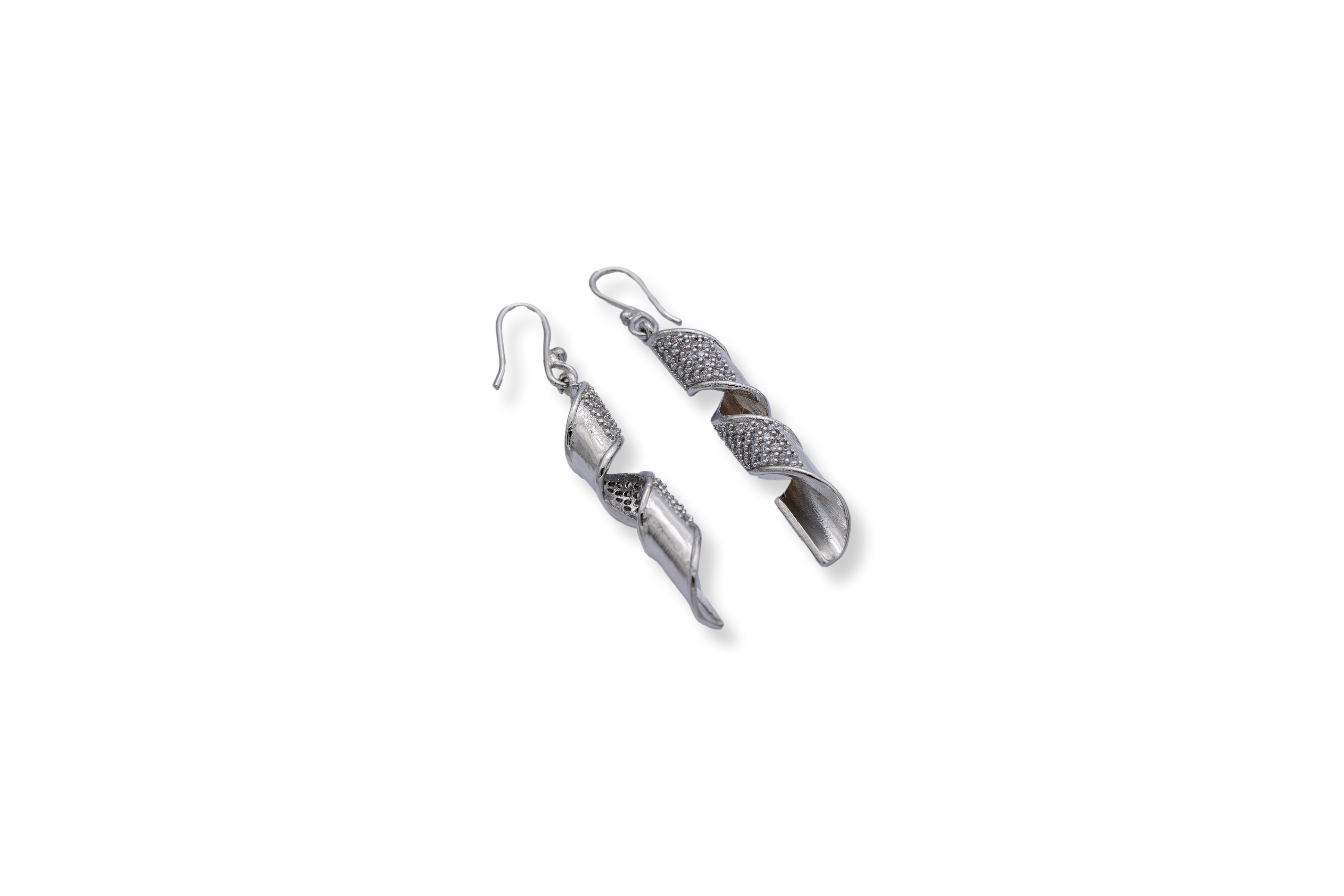 92.5 STERLING SILVER TWIST GLITTER DROP EARRING
