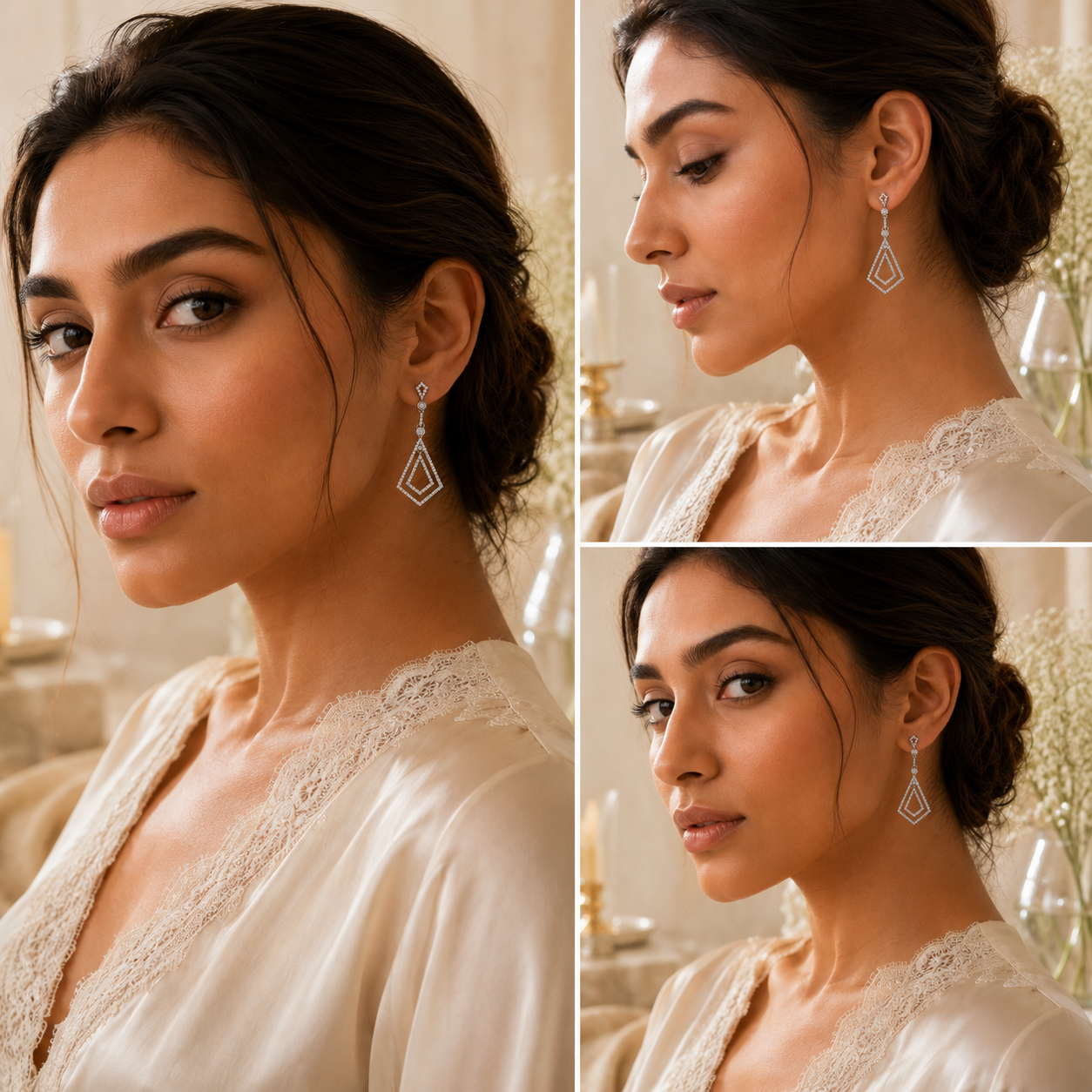 GLITTERING MINIMALIST SILVER EARRINGS