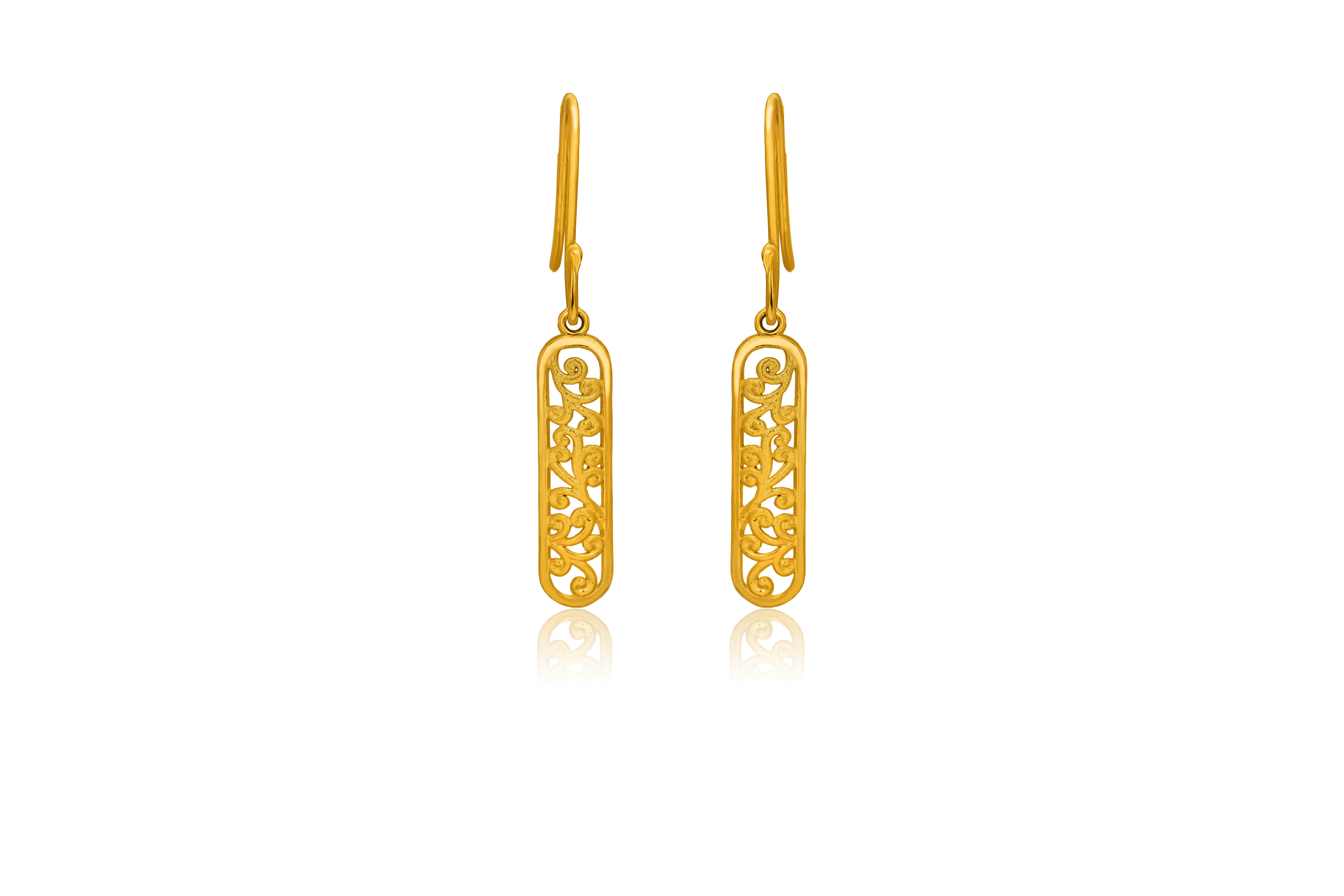CARVED OBLONG SILVER EARRINGS