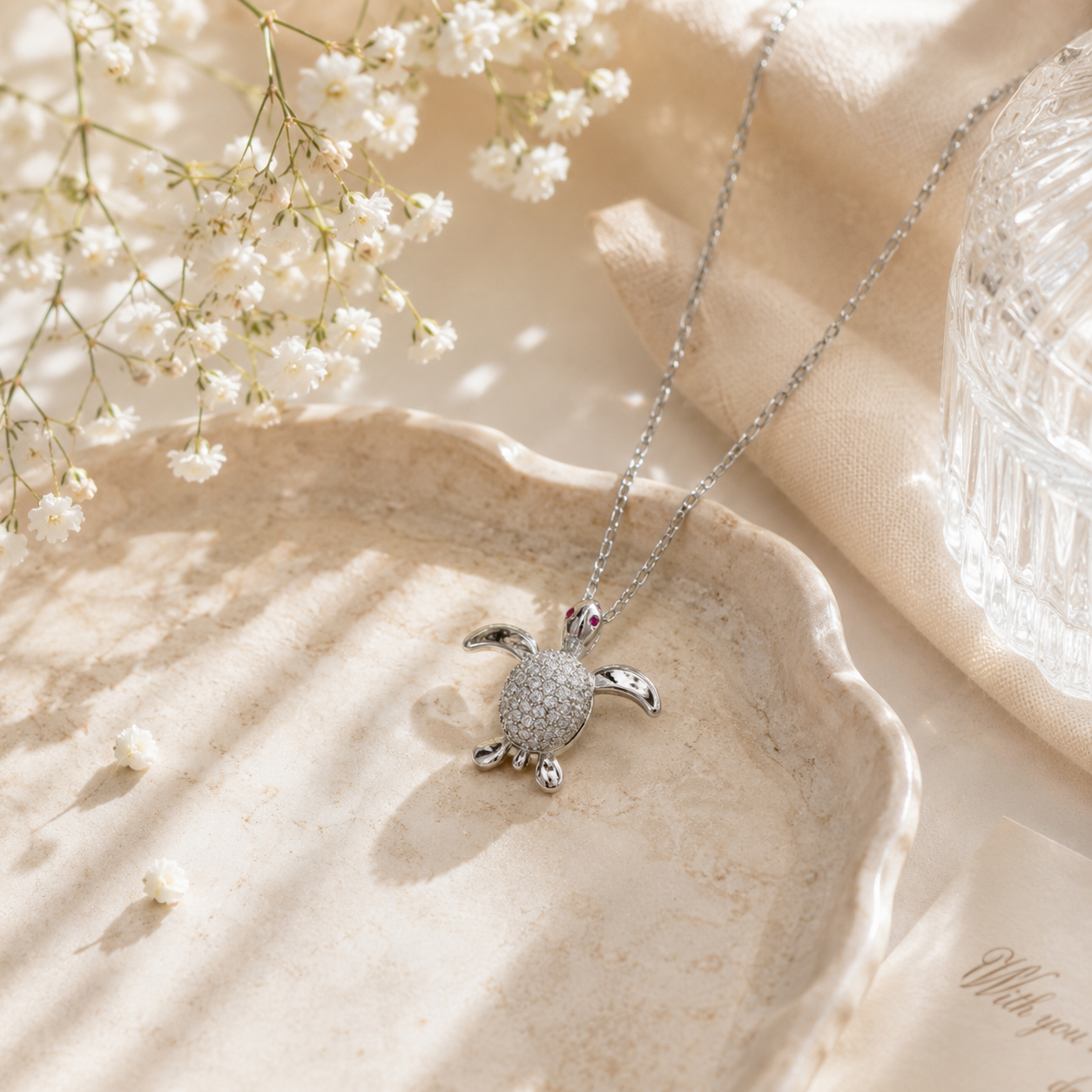 CUTE SILVER TURTLE PENDANT