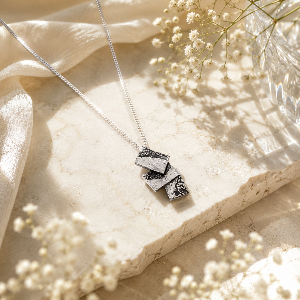 Urban art silver pendant – handcrafted silver PENDANTS (alternate view)