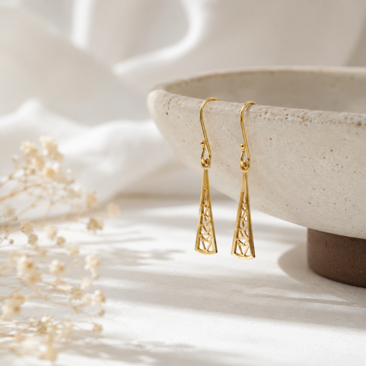 Triangular beauty silver earrings – handcrafted silver EARRINGS (alternate view)