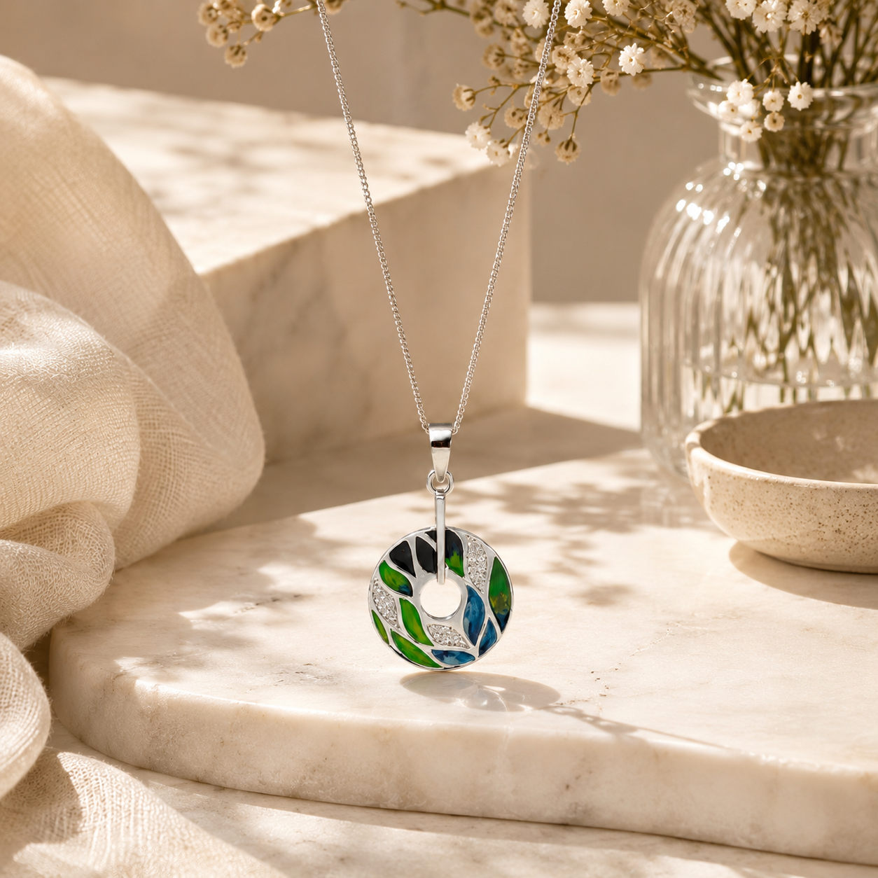 Enchanted flame silver pendant – handcrafted silver PENDANTS (alternate view)