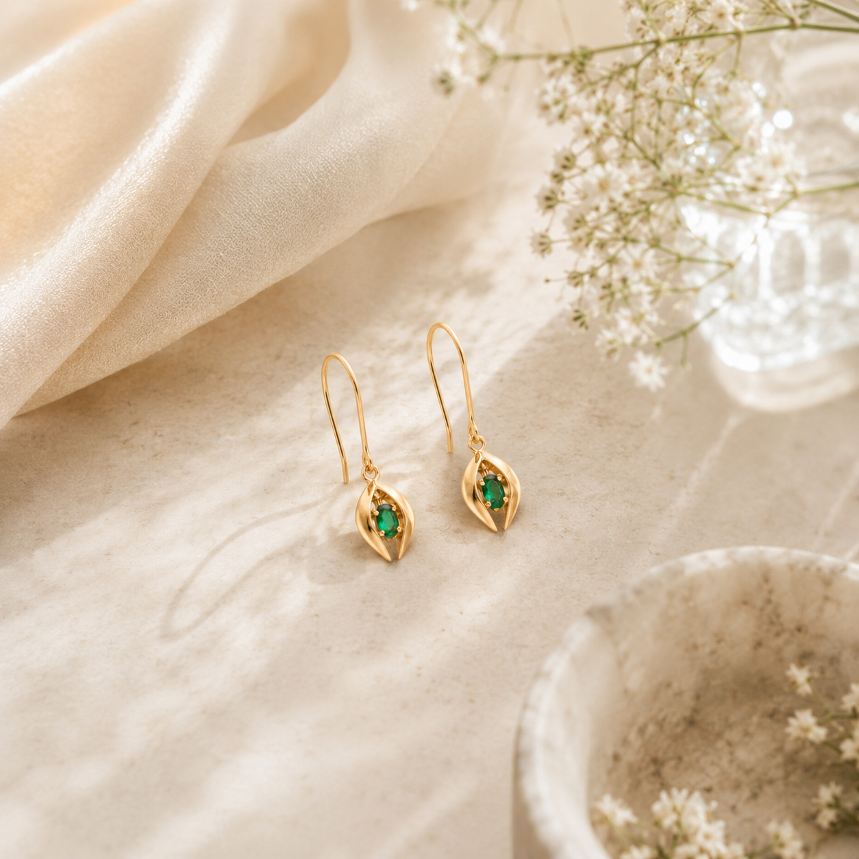 Subtle spark silver earrings – handcrafted silver EARRINGS (alternate view)