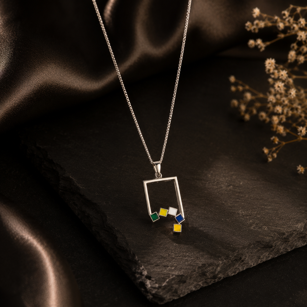 Colour palette silver pendant – handcrafted silver PENDANTS (alternate view)