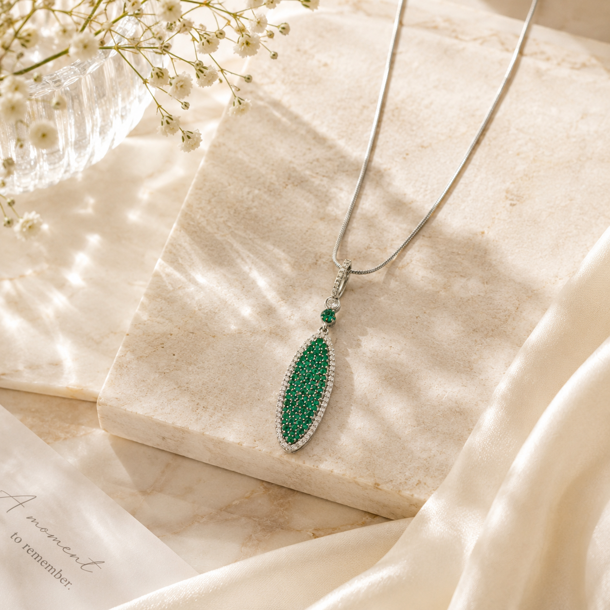 Silver oval oppulence pendant – handcrafted silver PENDANTS (alternate view)