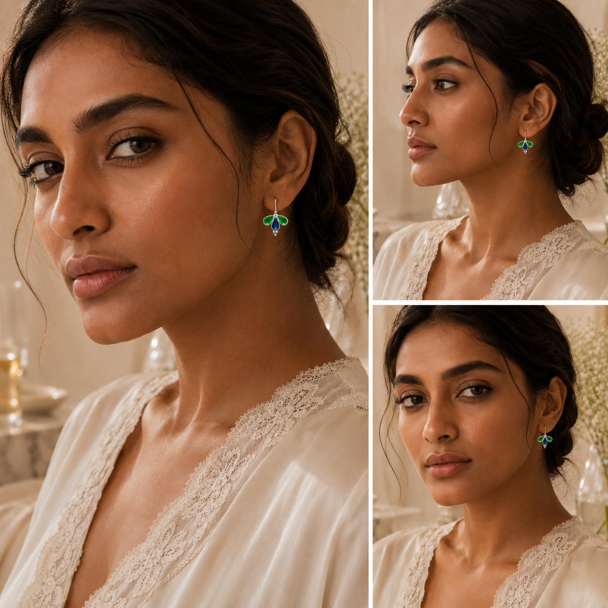 Colourful Silver Drop Earrings