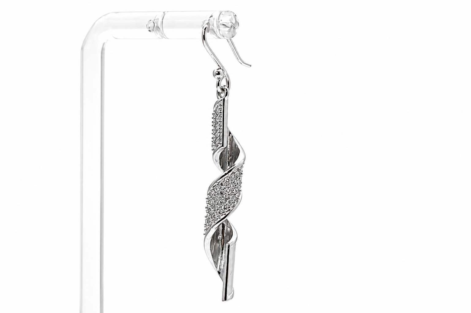 92.5 STERLING SILVER TWIST GLITTER DROP EARRING