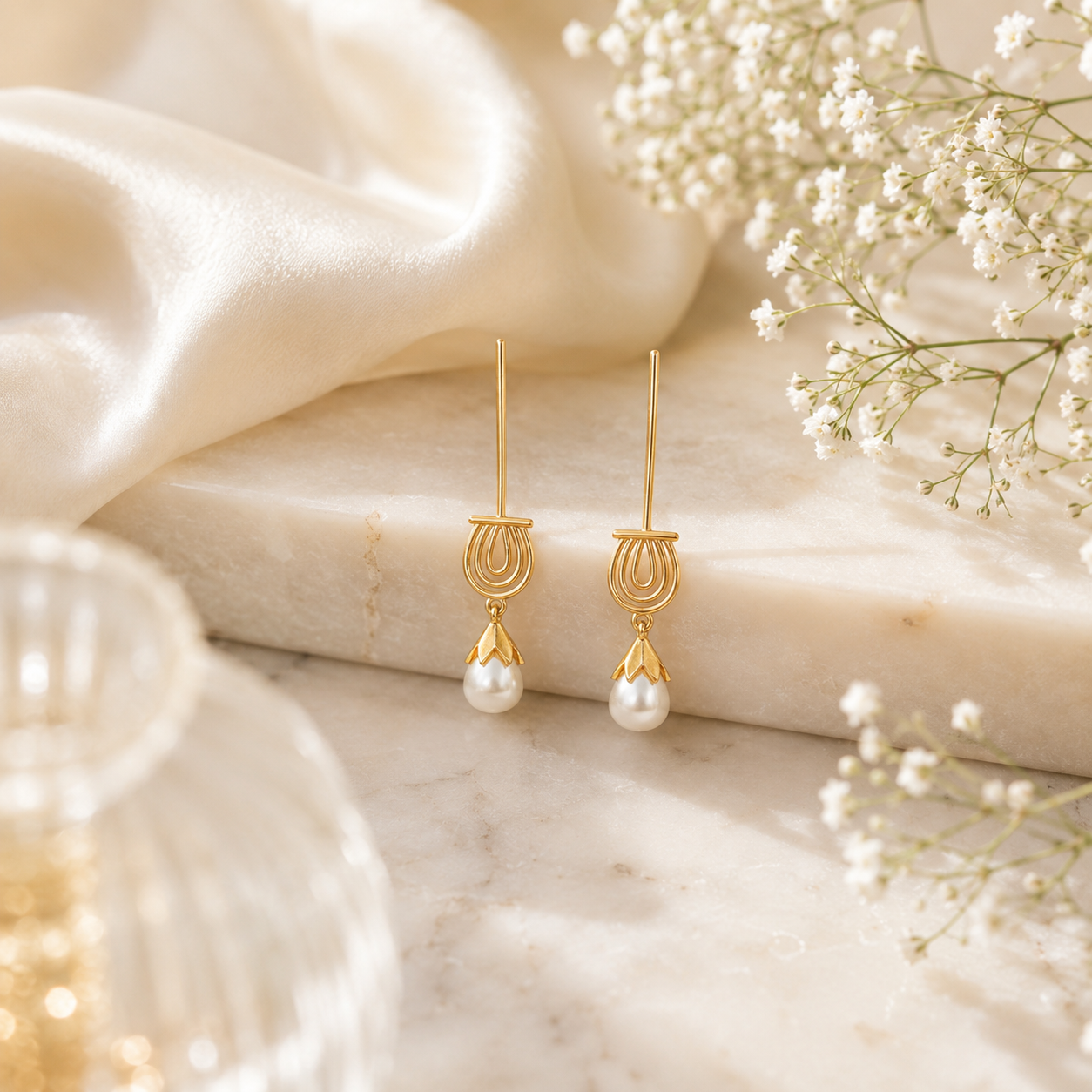 Minimalist gliding silver drop earrings – handcrafted silver EARRINGS