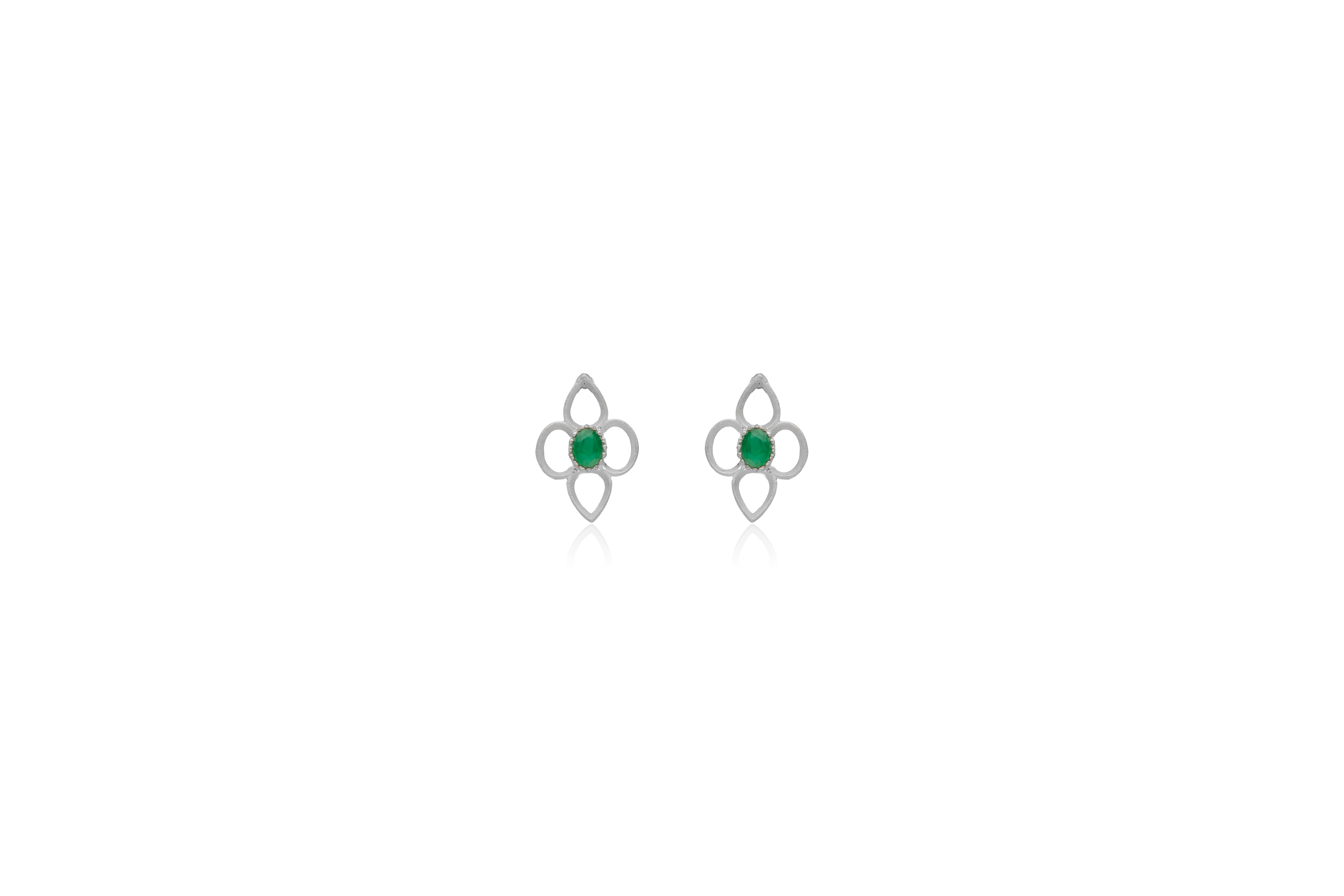 Clover Silhouette Silver Stud Earrings