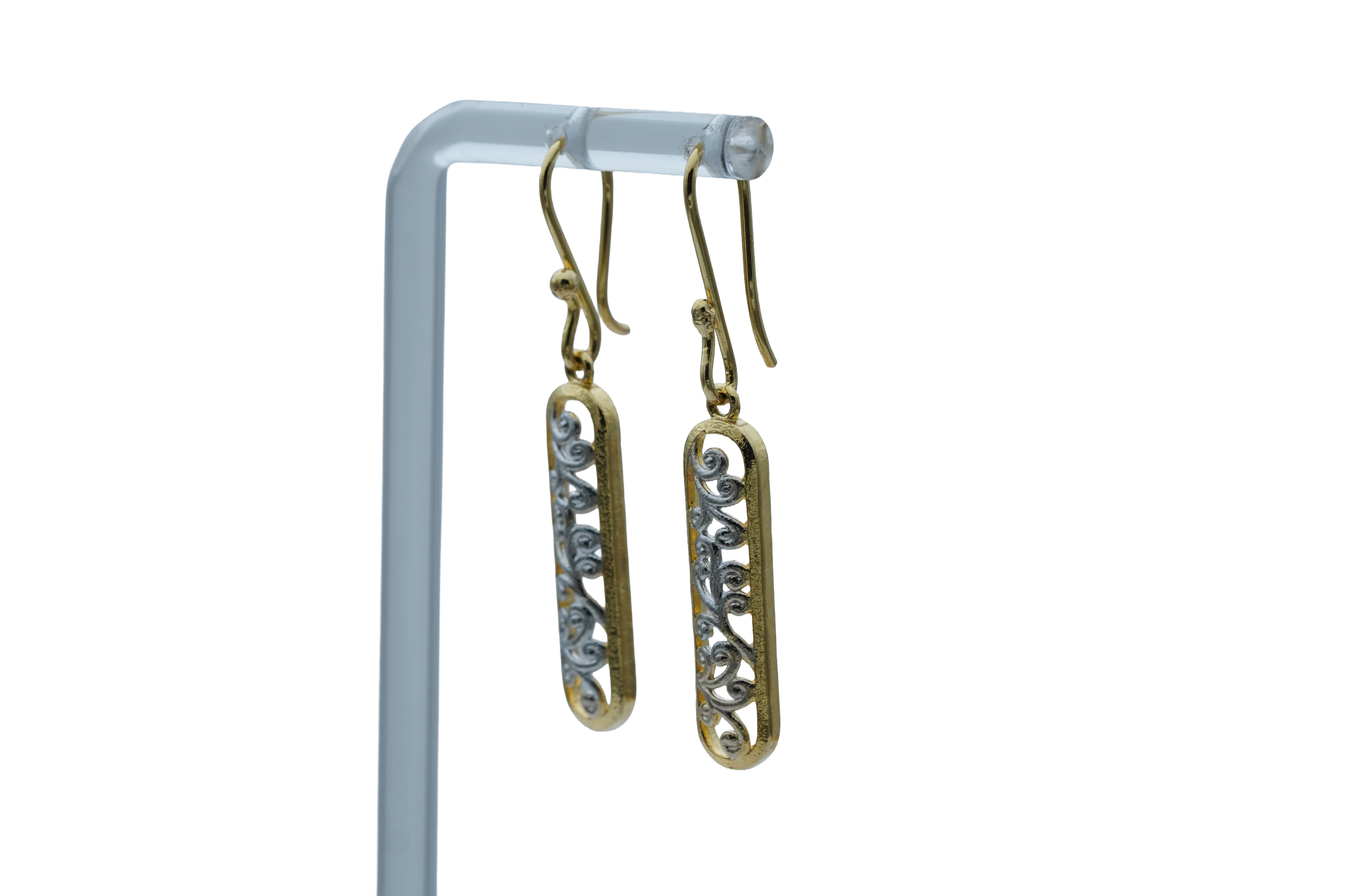 CARVED OBLONG SILVER EARRINGS