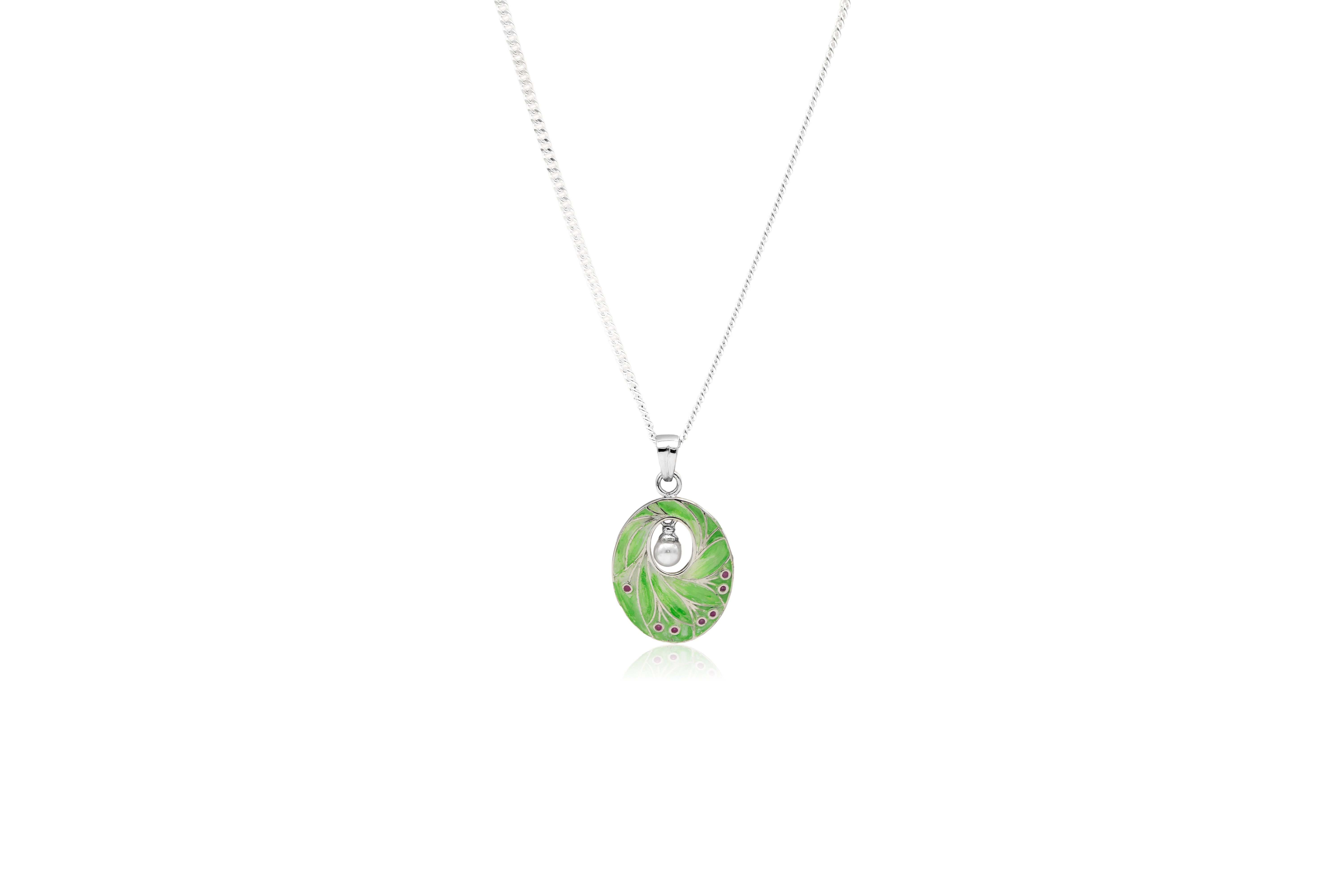 PEACOCK'S FEATHER SILVER PENDANT