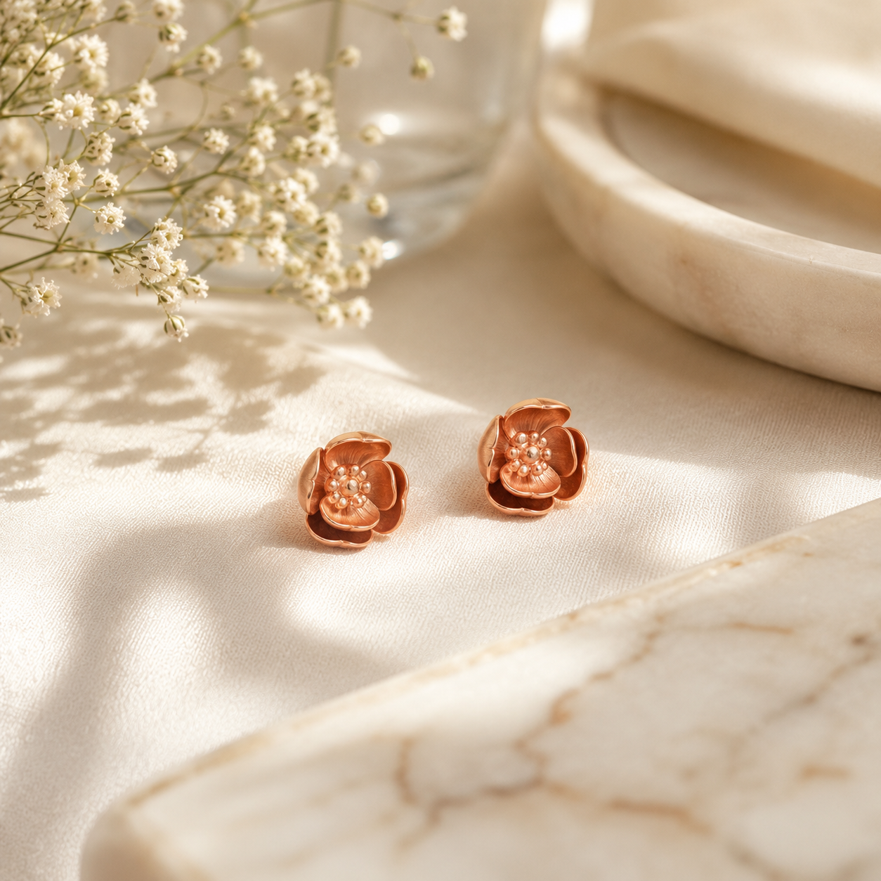 Floral silver stud earrings – handcrafted silver EARRINGS