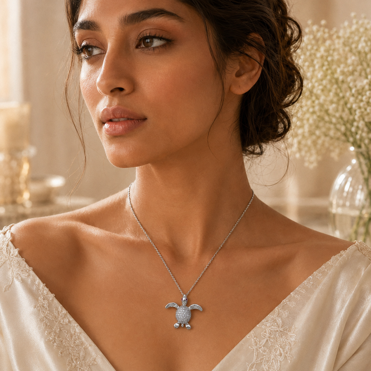 CUTE SILVER TURTLE PENDANT
