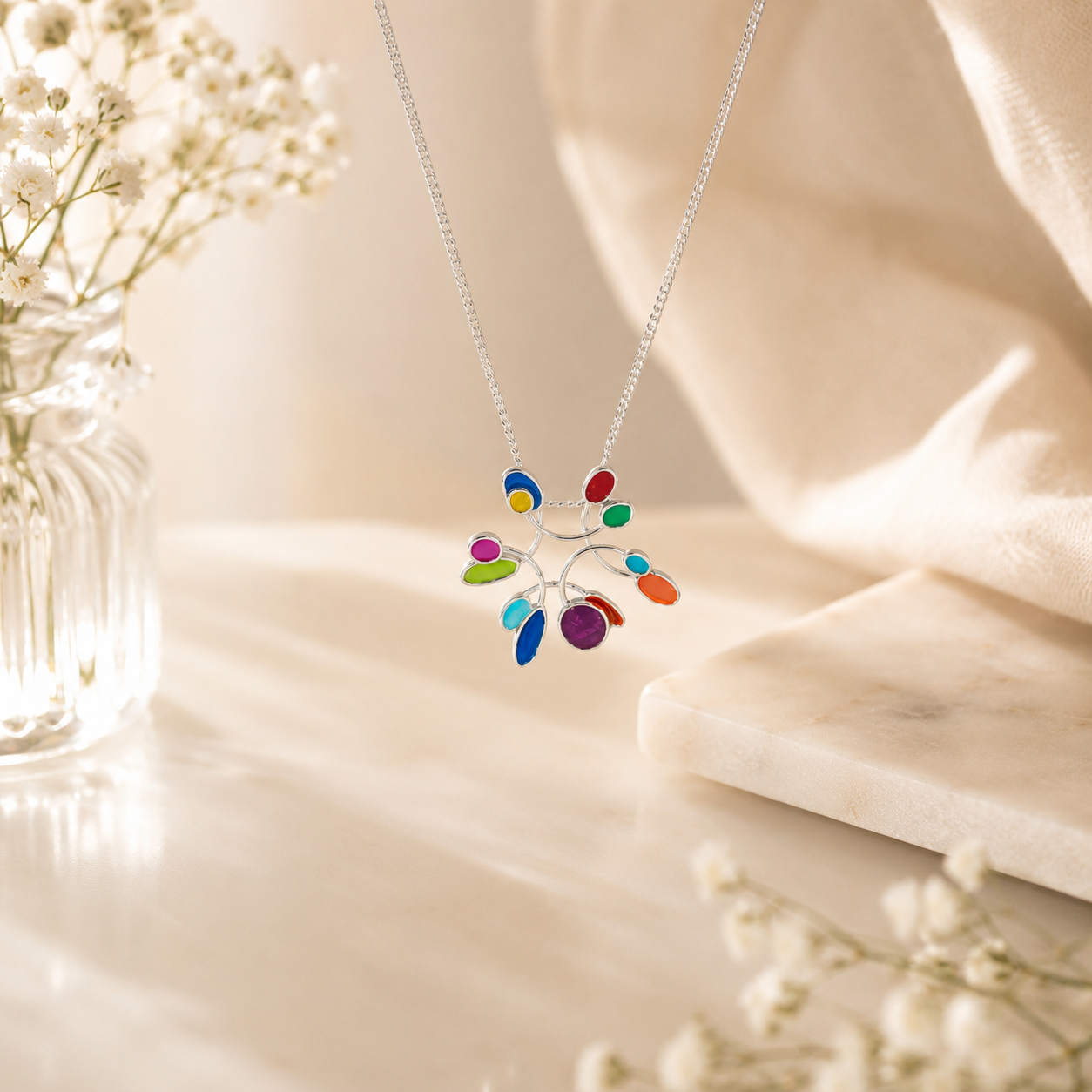 Rangoli silver pendant – handcrafted silver PENDANTS (alternate view)