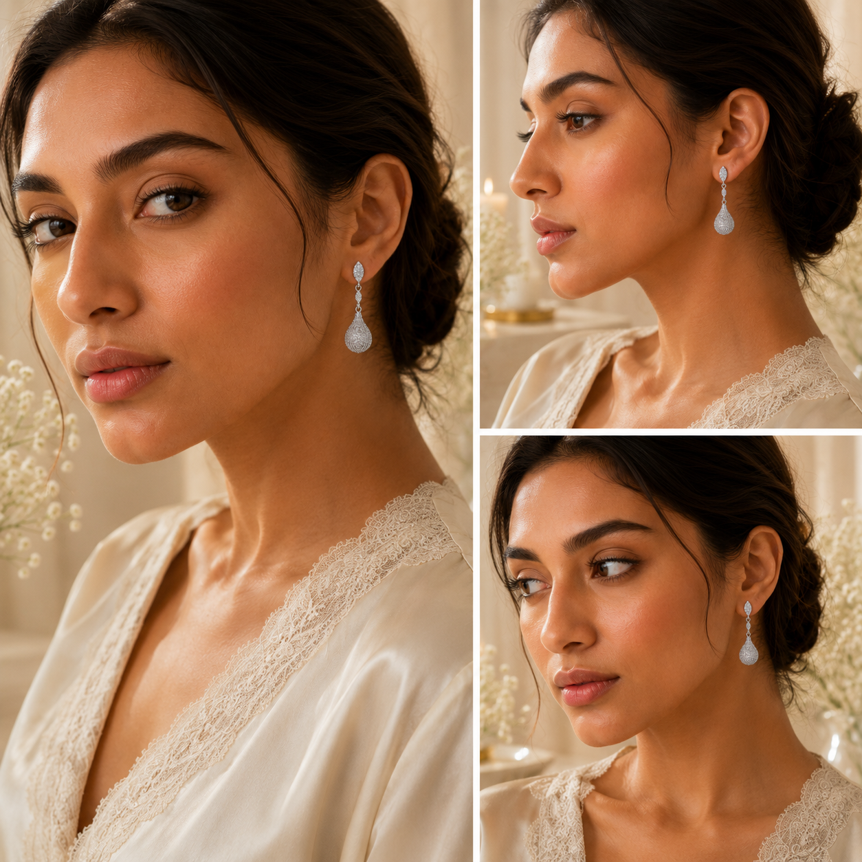 Zirconian Drop Silver Earrings