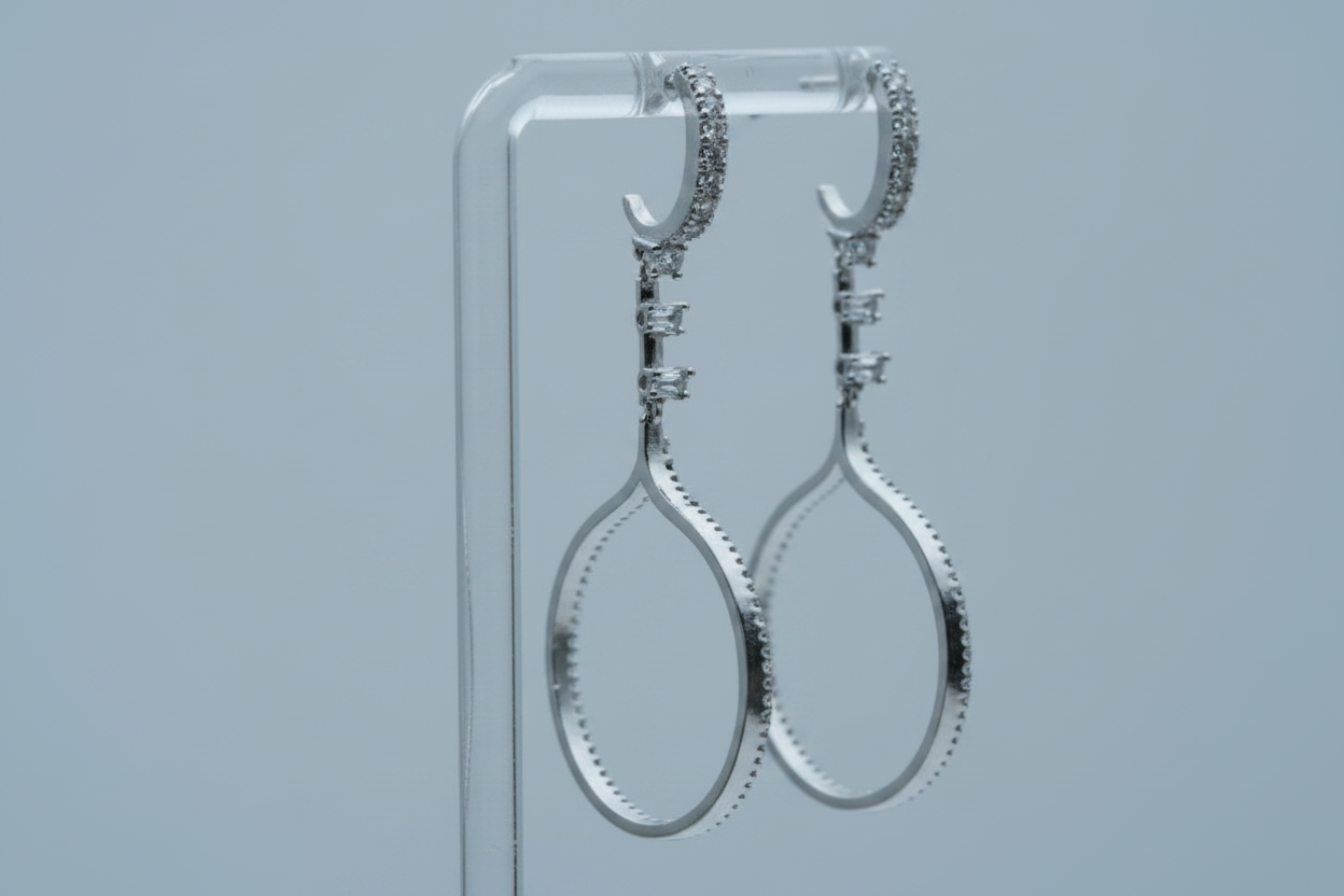 92.5 SILVER HANDCRAFTED DANGLING SILVER HOOPS
