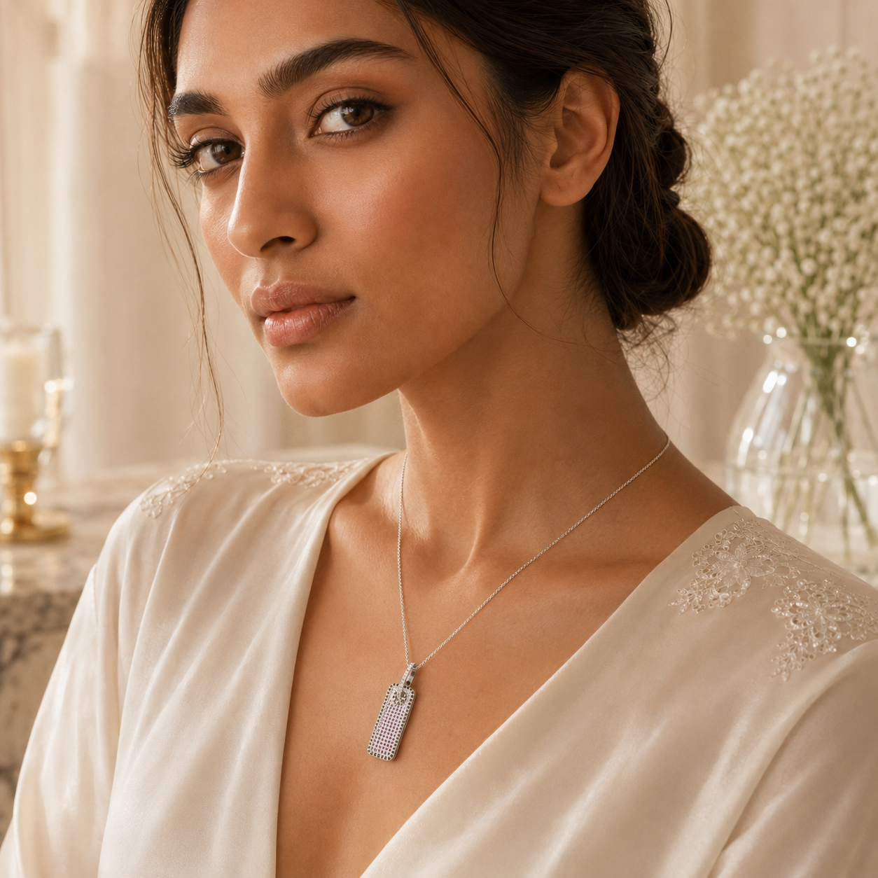92.5 Silver Pave Stone Pendant