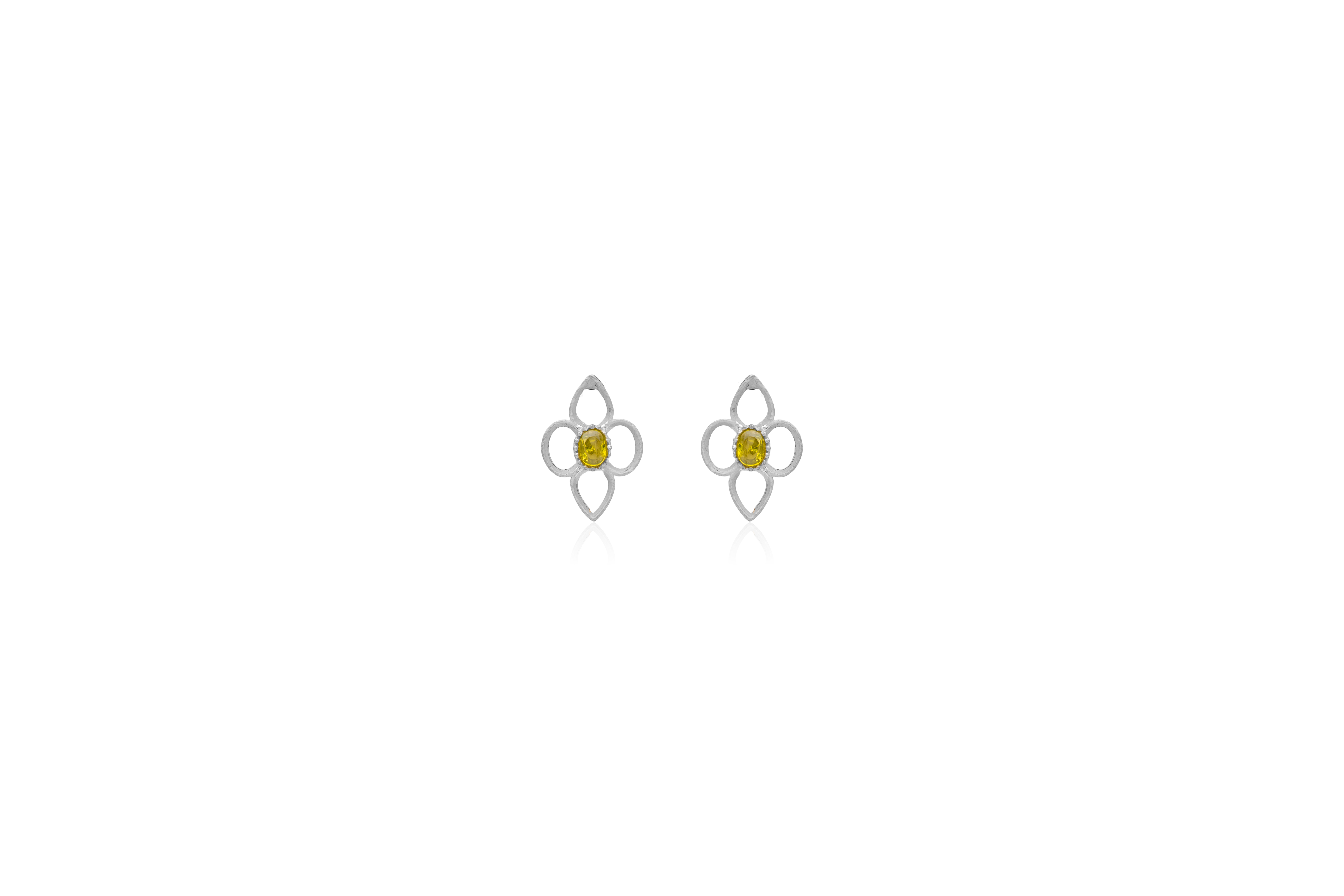 Clover Silhouette Silver Stud Earrings