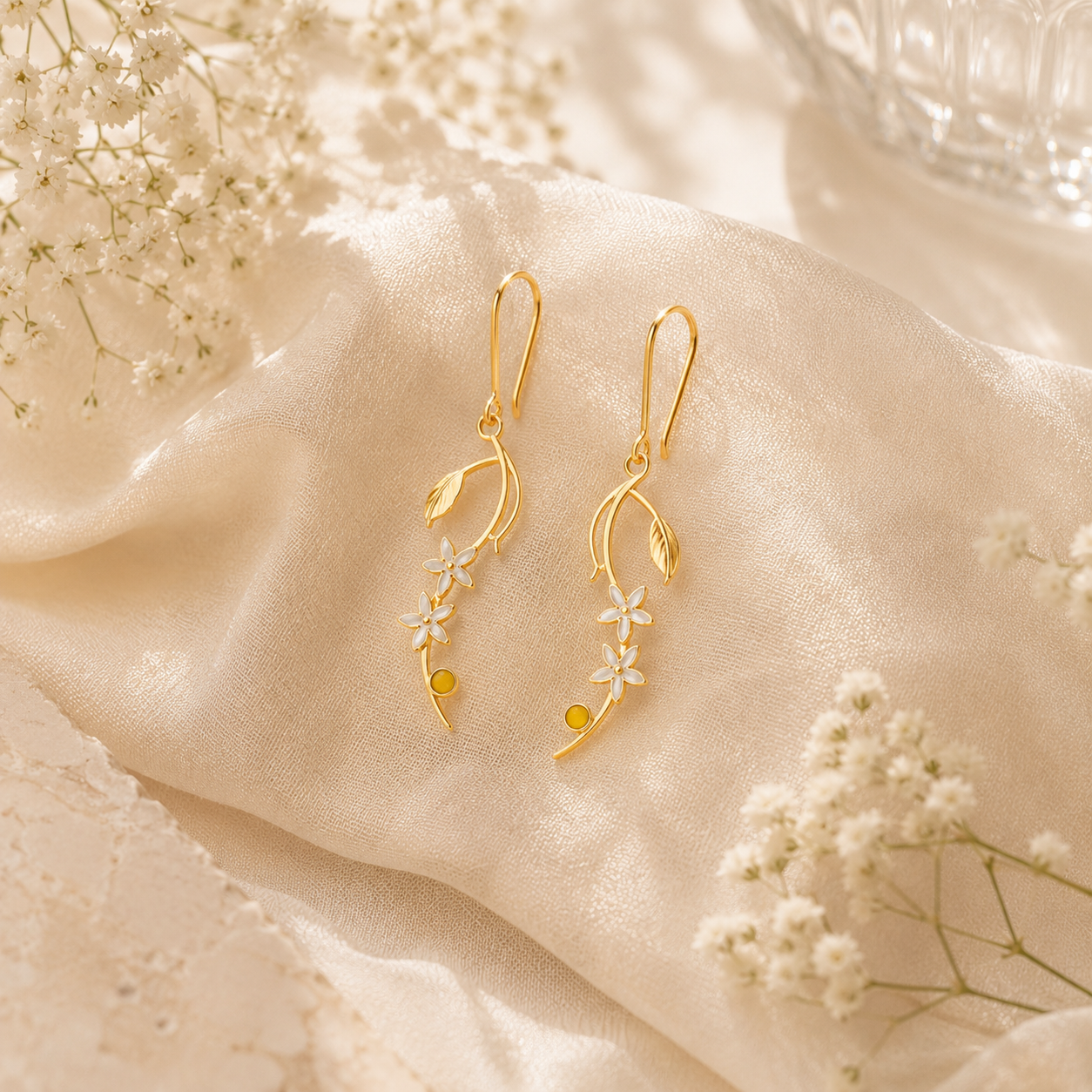Flower trail silver earrings – handcrafted silver EARRINGS (alternate view)