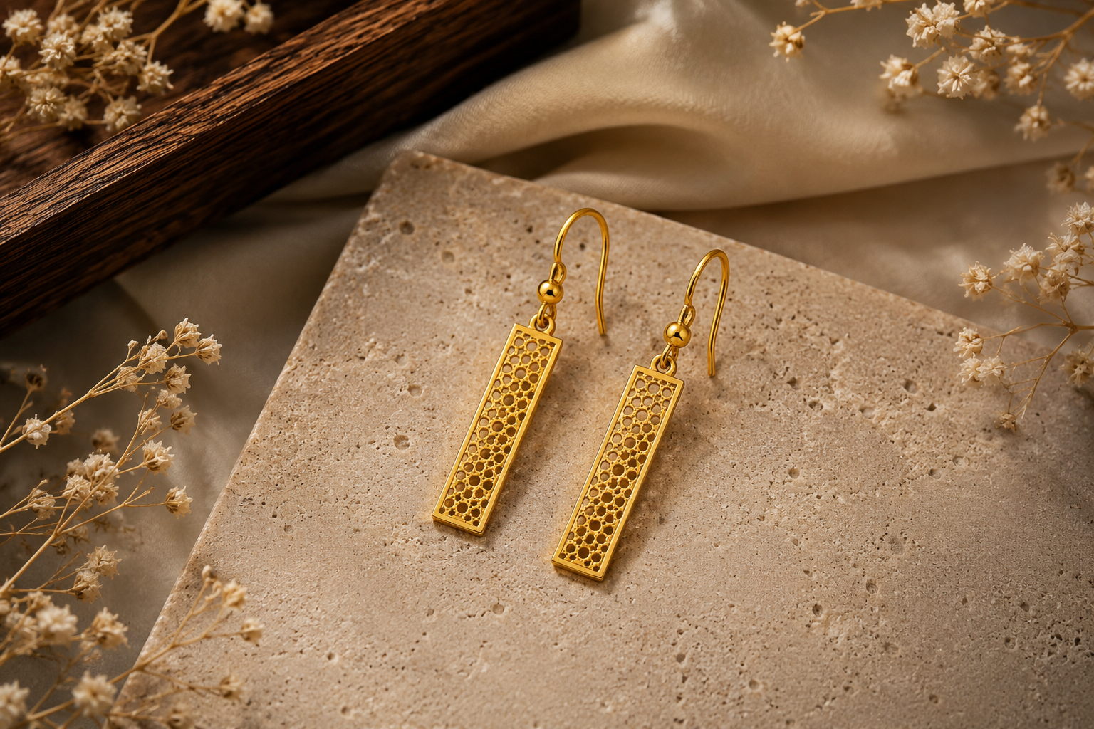 Wondrous silver drop earring – handcrafted silver EARRINGS (alternate view)