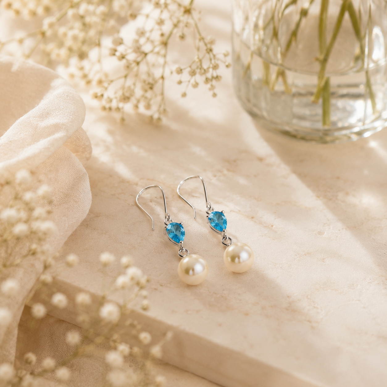 Classic pearl silver earrings – handcrafted silver EARRINGS (alternate view)