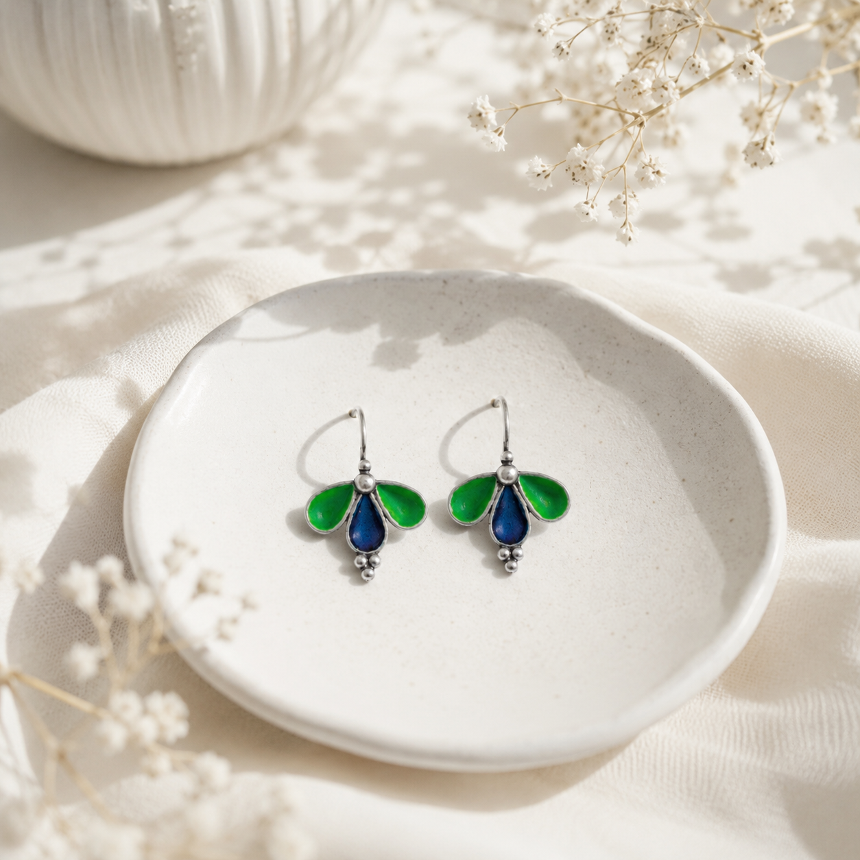 Colourful silver drop earrings – handcrafted silver EARRINGS