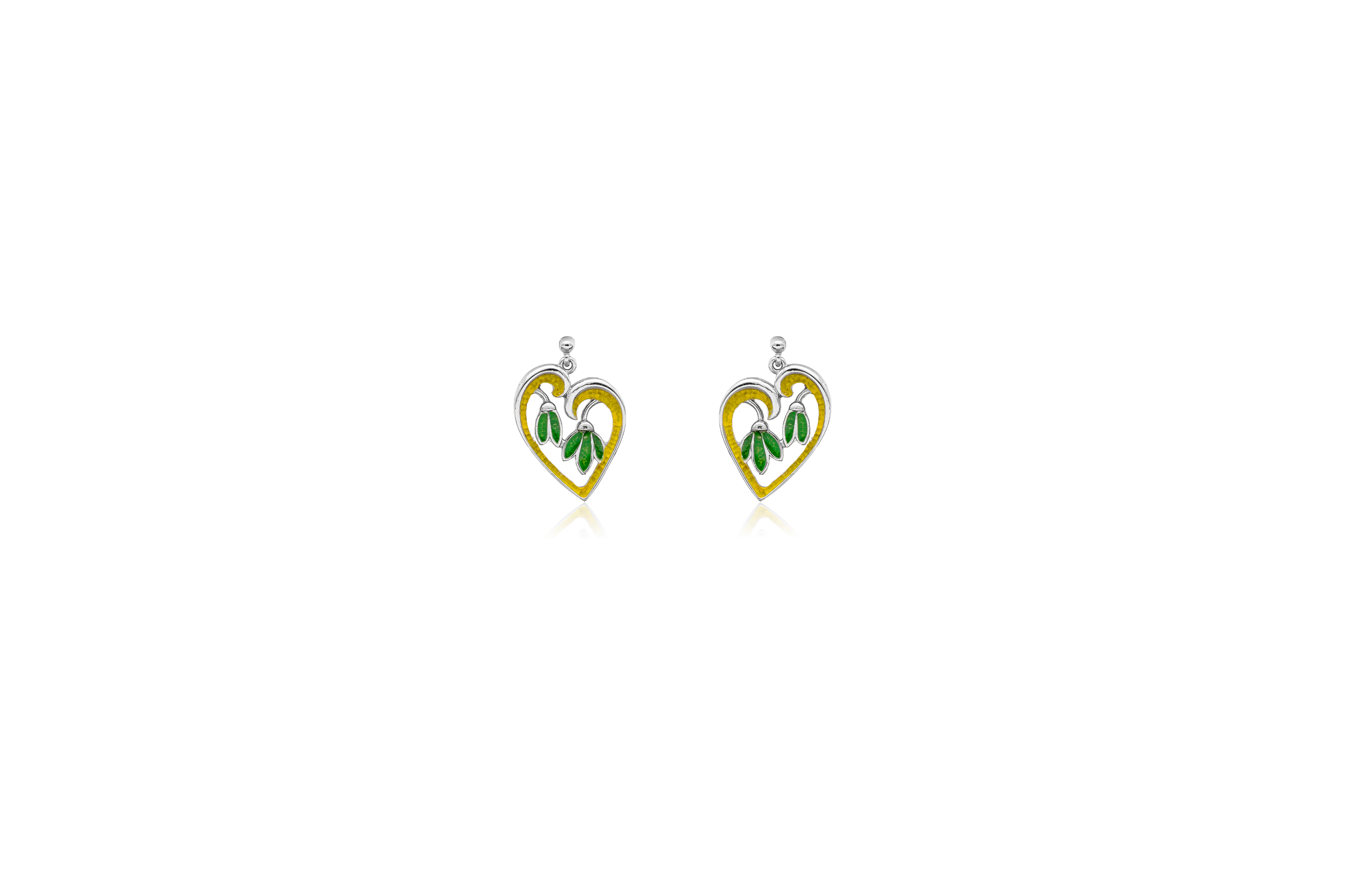 LEAF DROP HEART SILVER EARRINGS