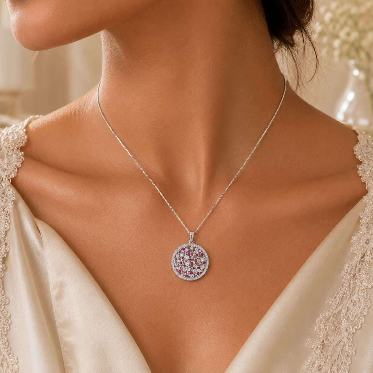 SPARKLE DISC SILVER PENDANT
