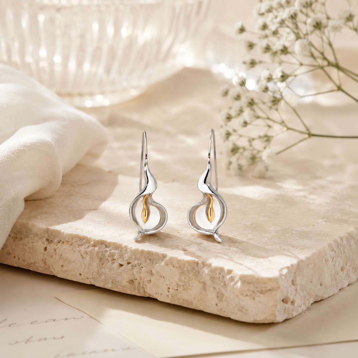 Calla lily drop earrings – handcrafted silver EARRINGS