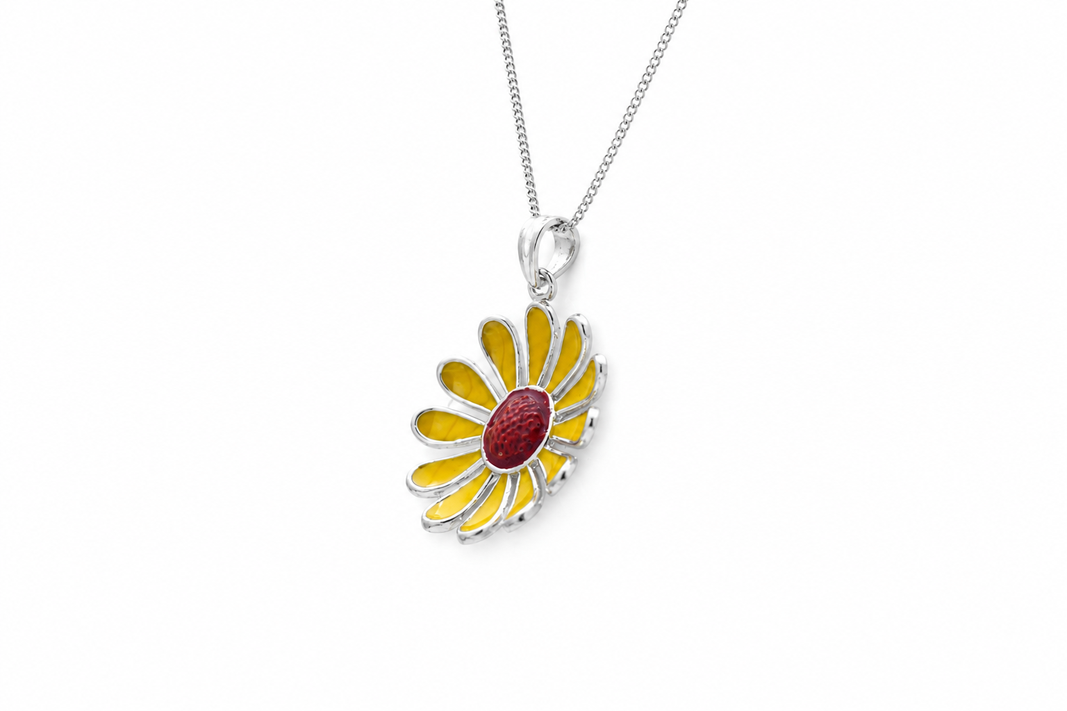 GORGEOUS SUNFLOWER SILVER PENDANT