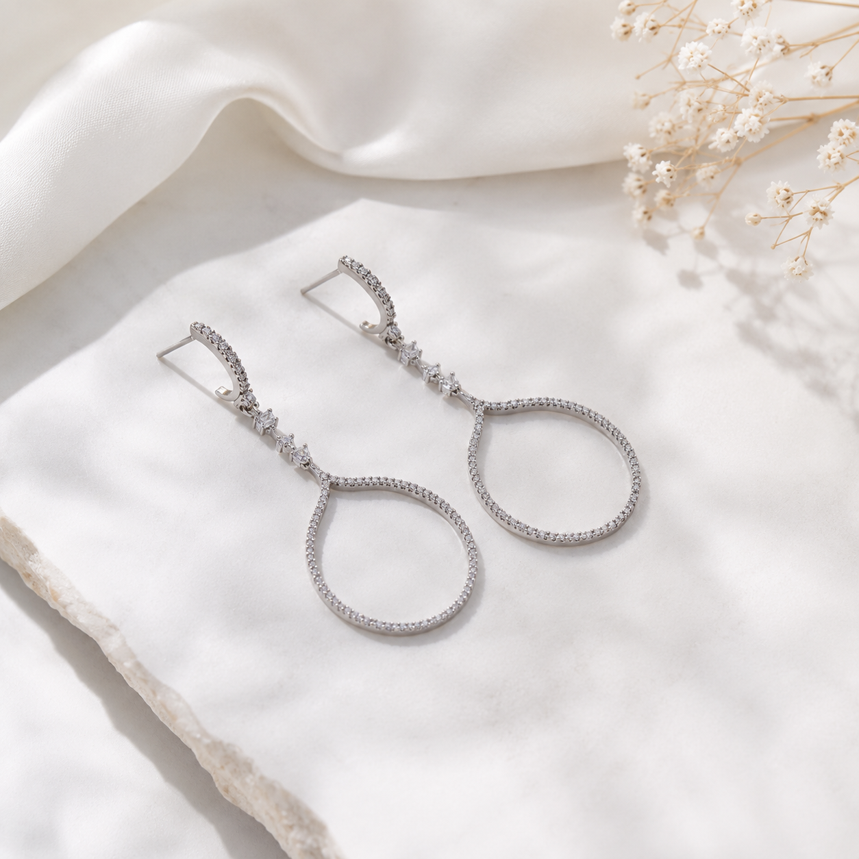 92.5 SILVER HANDCRAFTED DANGLING SILVER HOOPS