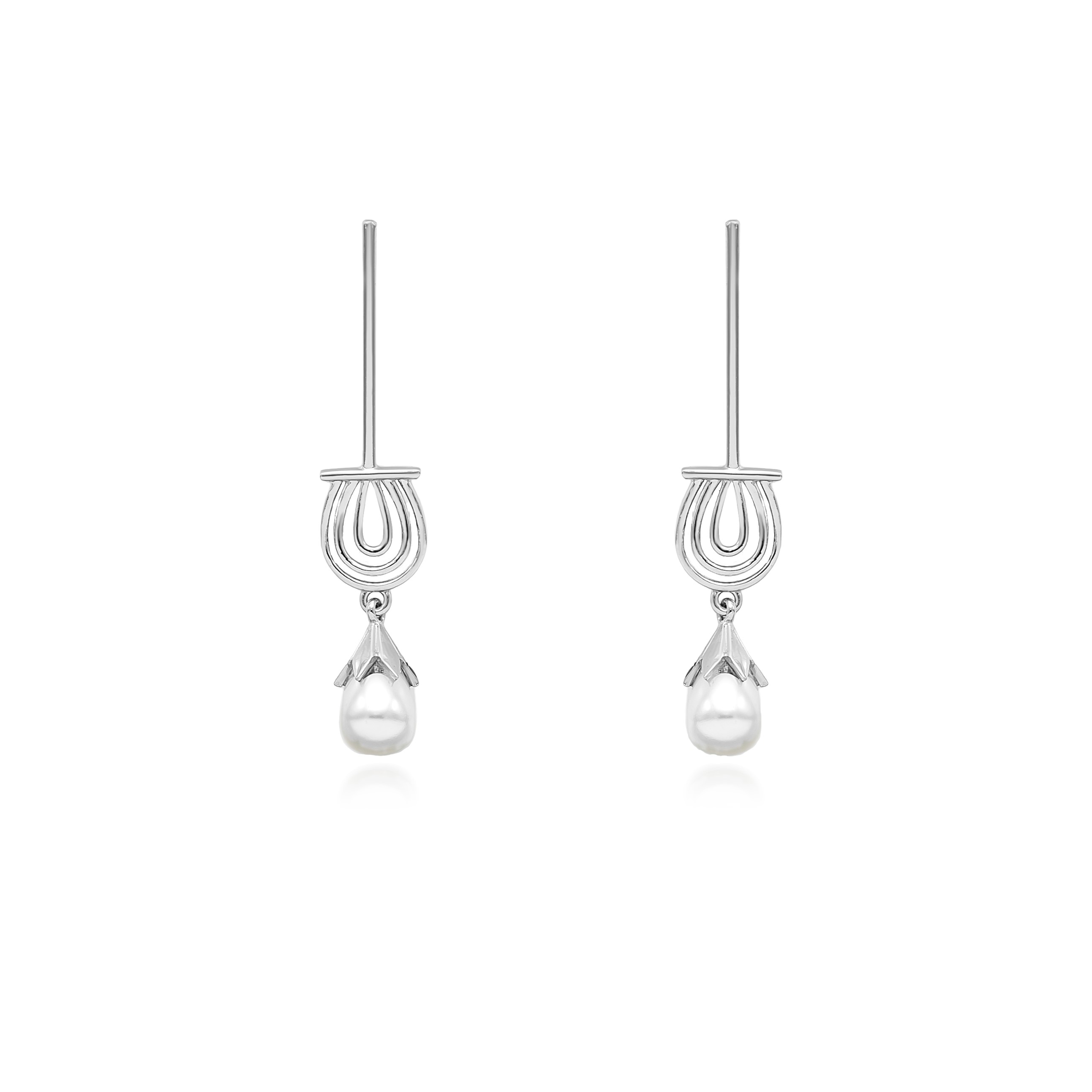 MINIMALIST GLIDING SILVER DROP EARRINGS