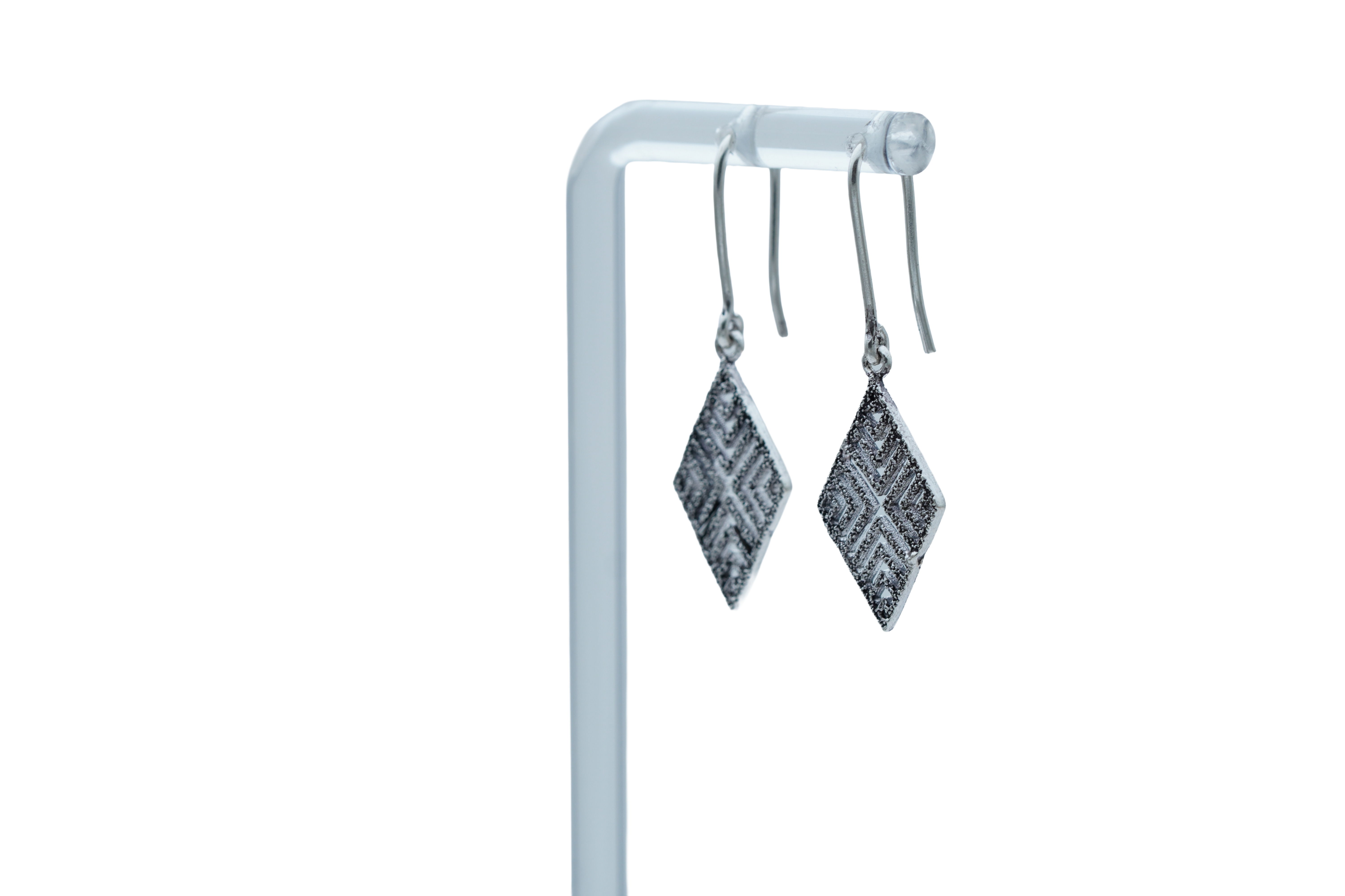 RHOMBUS SILVER DROP EARRINGS