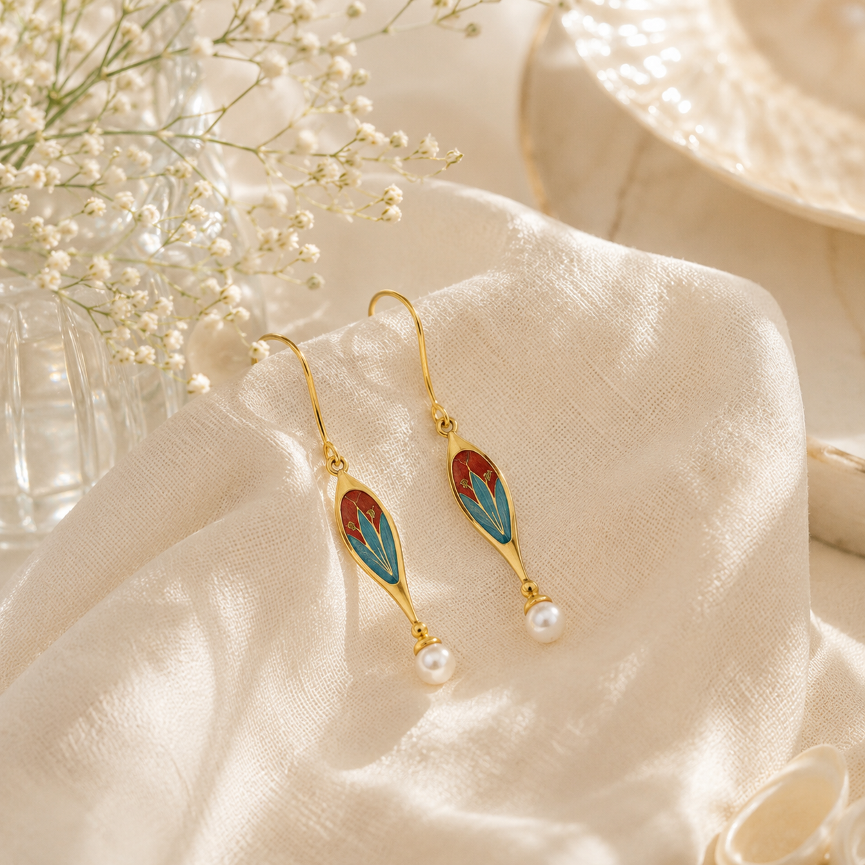 Enamel echo silver earrings – handcrafted silver EARRINGS (alternate view)