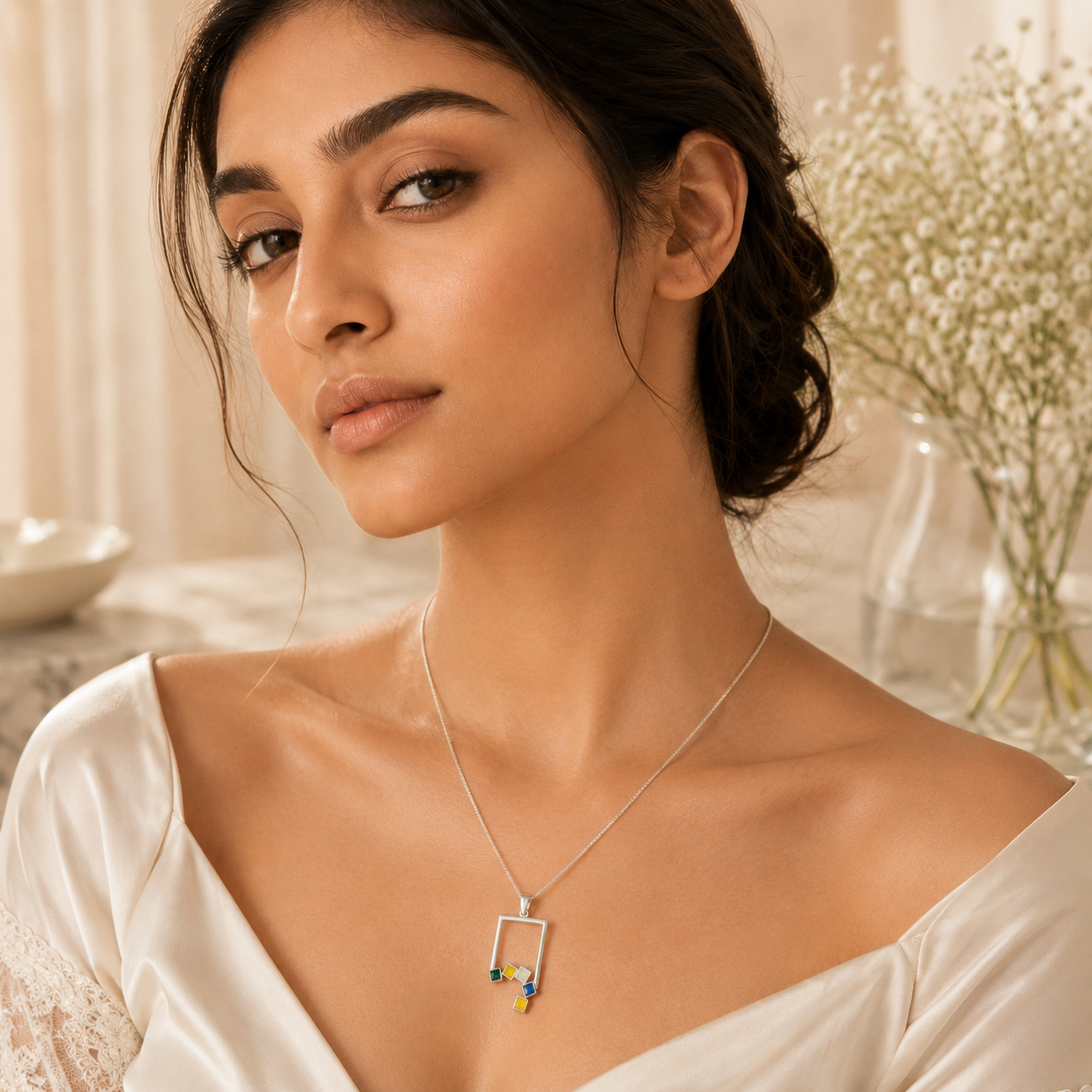 COLOUR PALETTE SILVER PENDANT