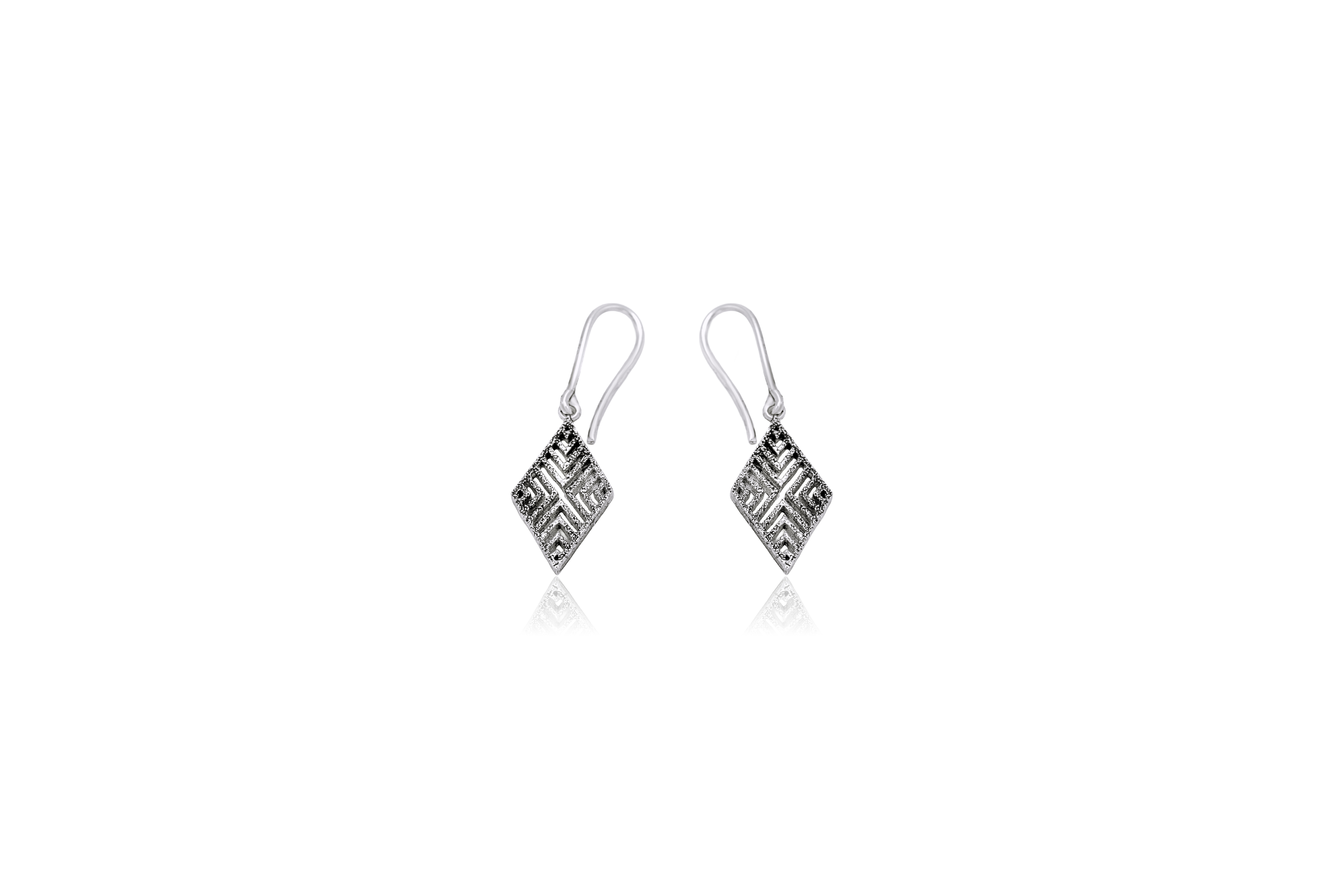 RHOMBUS SILVER DROP EARRINGS