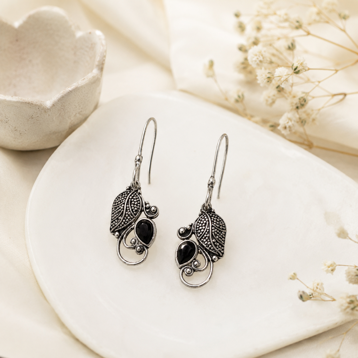 Gorgeous silver drop earring – handcrafted silver EARRINGS (alternate view)