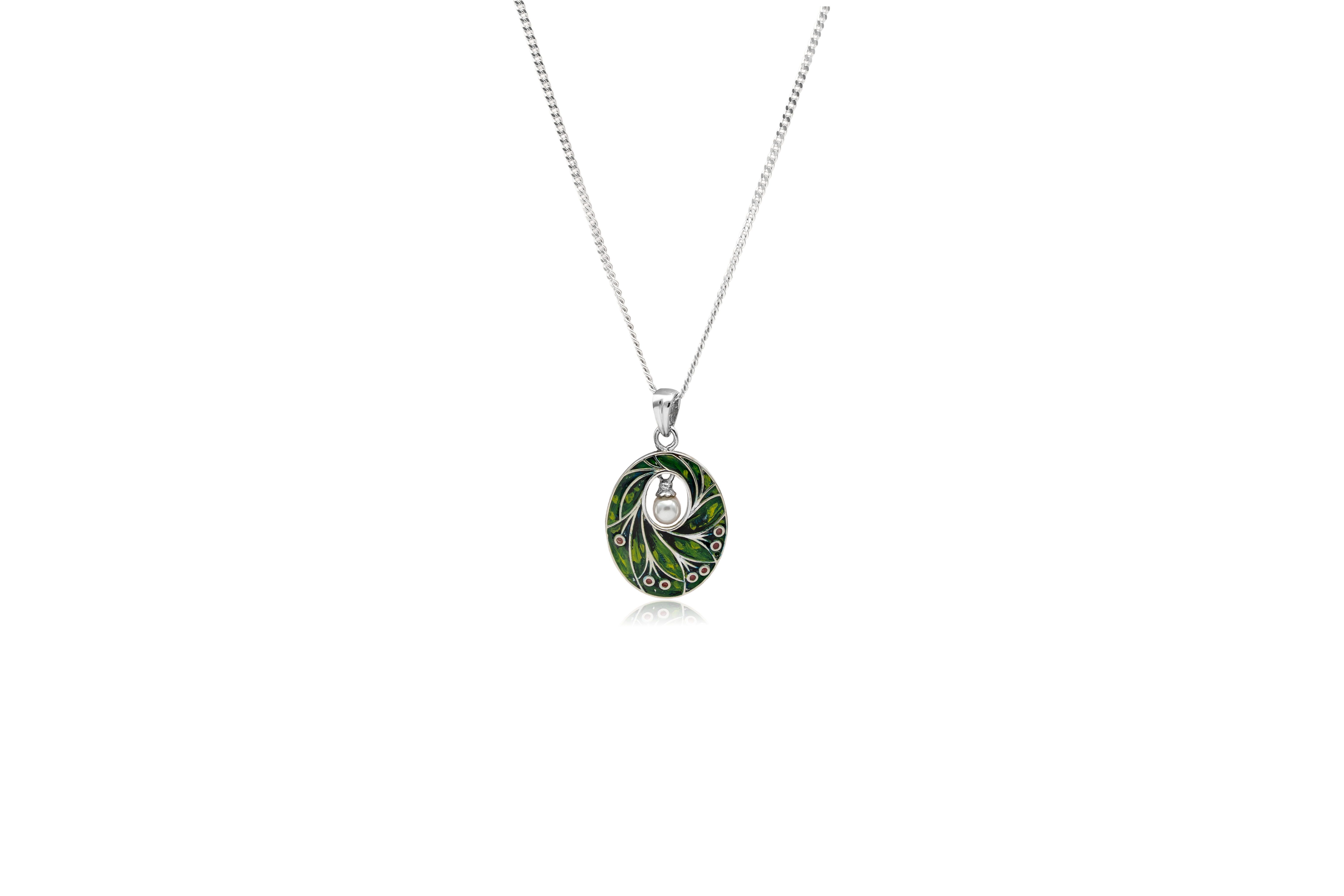 PEACOCK'S FEATHER SILVER PENDANT