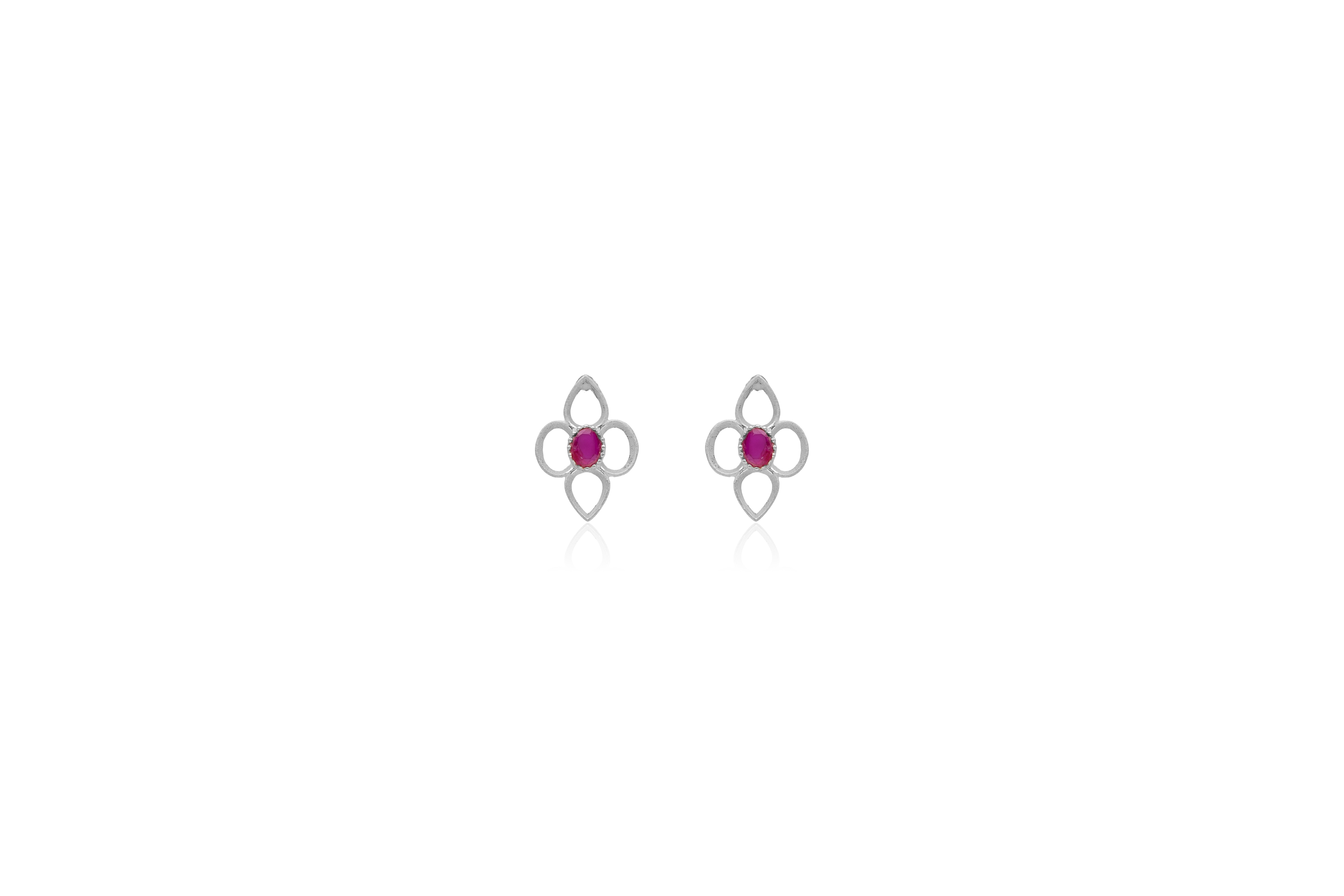 Clover Silhouette Silver Stud Earrings