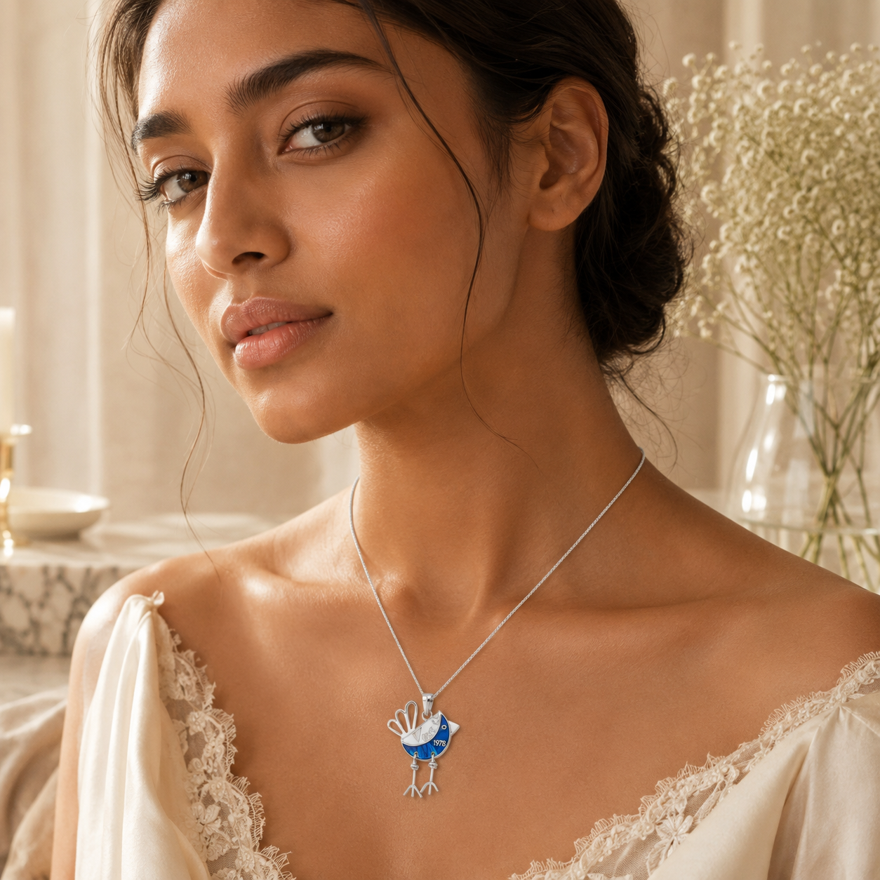CUTE TWITTER SILVER PENDANT