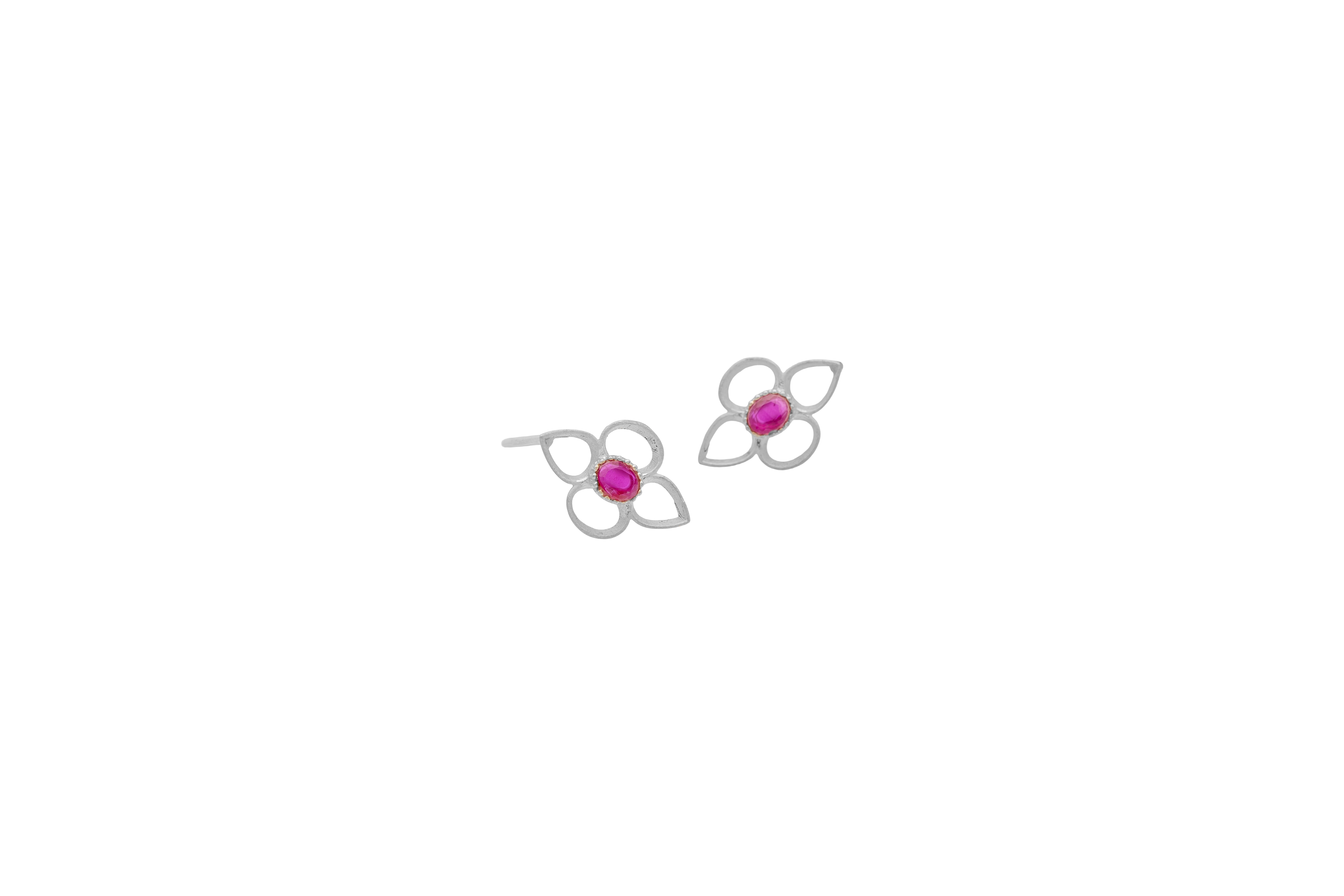 Clover Silhouette Silver Stud Earrings