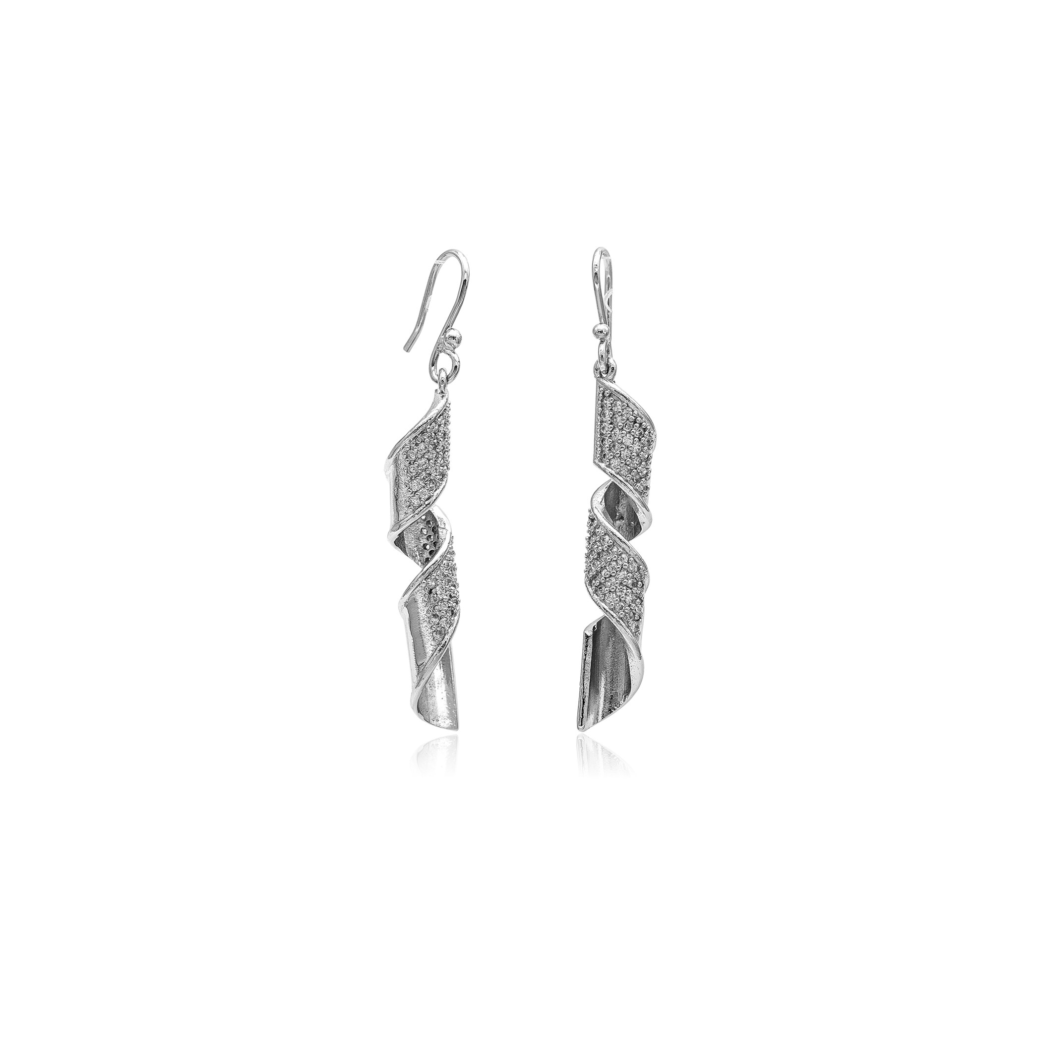 92.5 STERLING SILVER TWIST GLITTER DROP EARRING