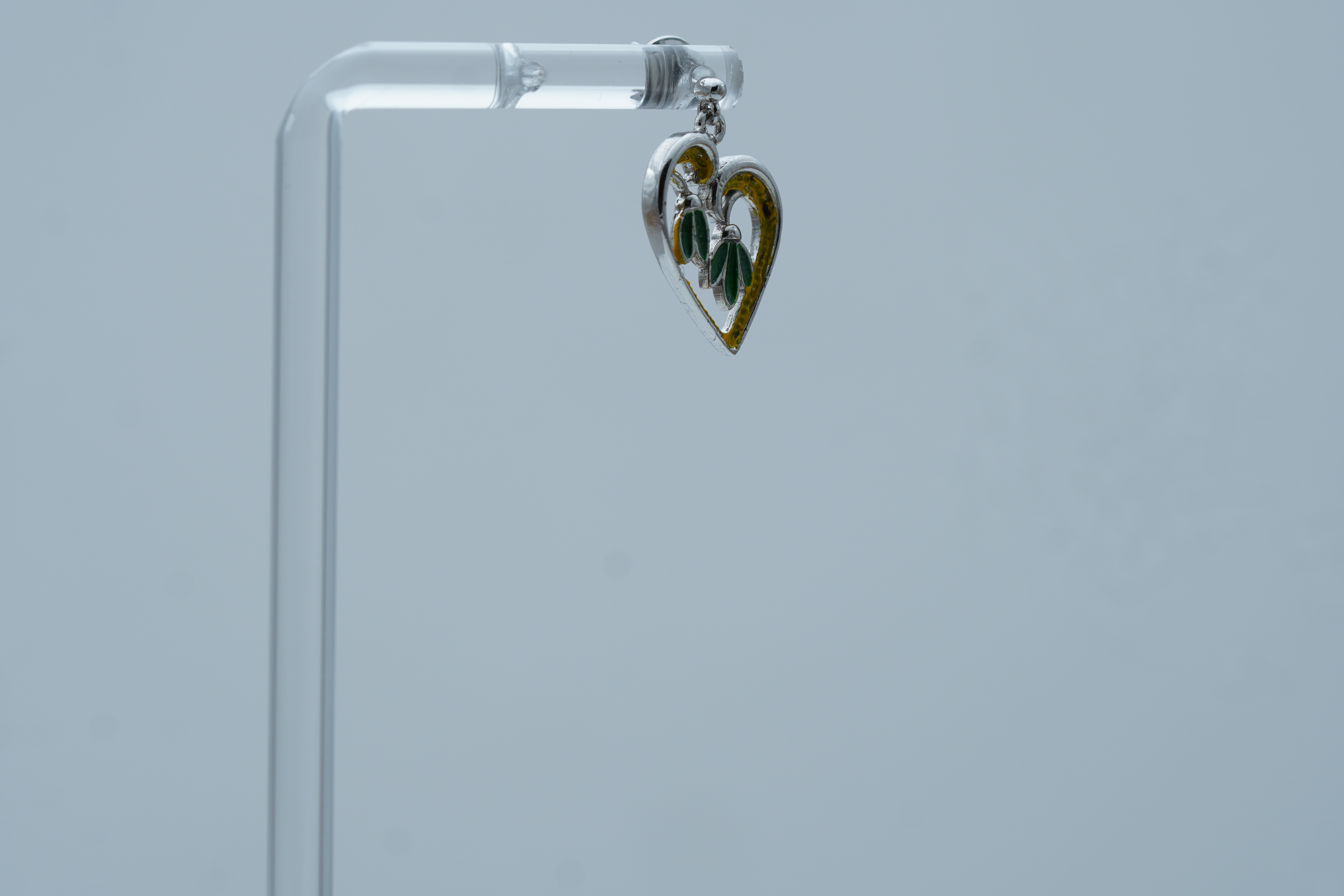 LEAF DROP HEART SILVER EARRINGS