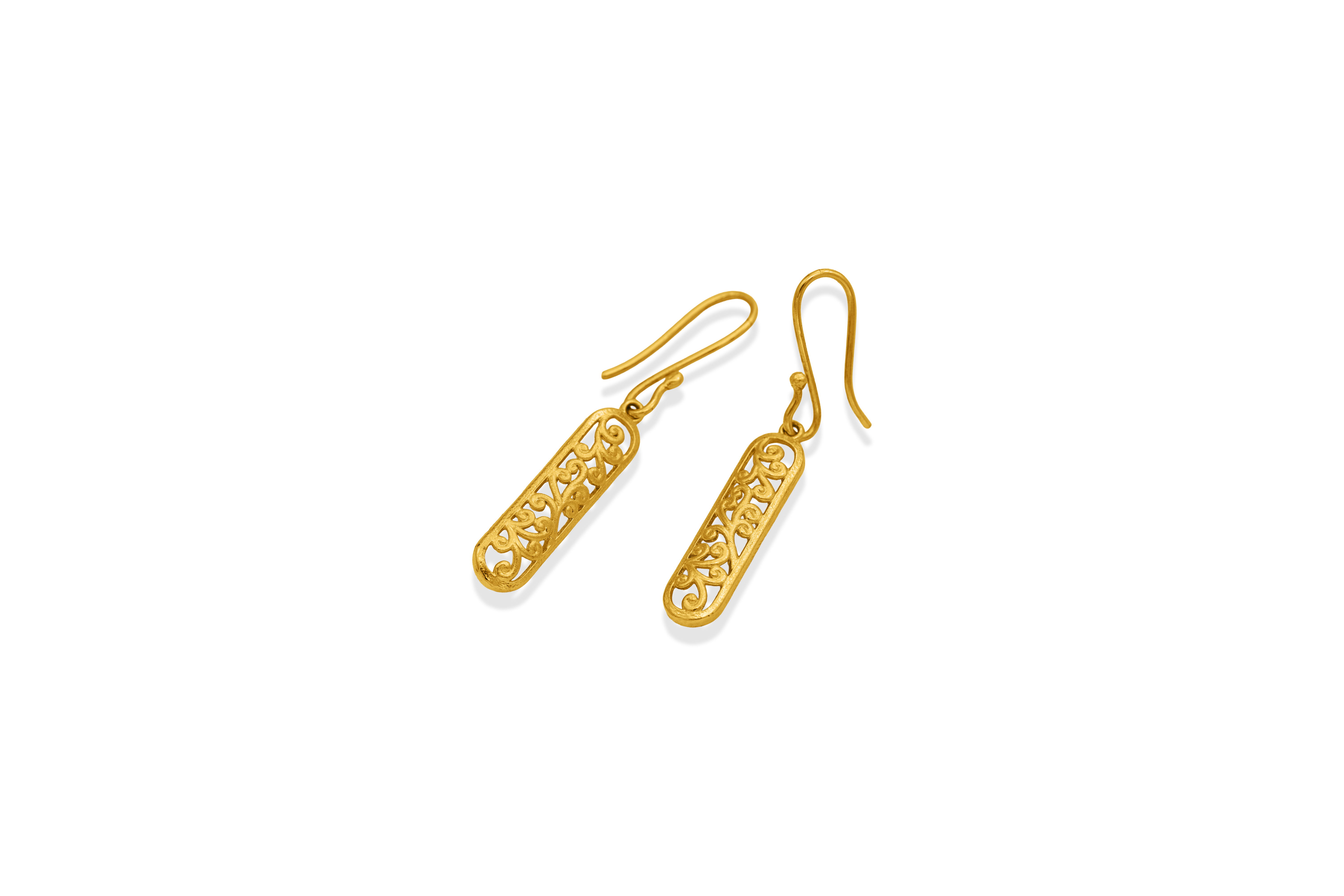 CARVED OBLONG SILVER EARRINGS